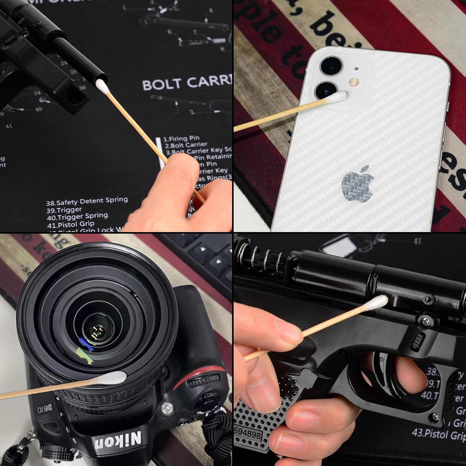 BOOSTEADY .22 .223 Caliber 5.56 MM 6 Inch Cotton Gun Cleaning Swabs in Storage Case image number 1