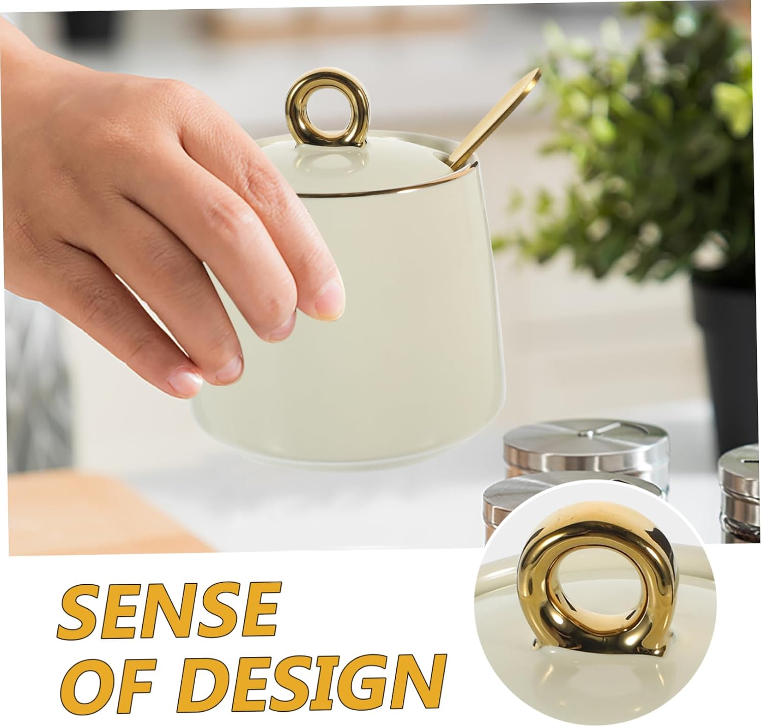 BIUDECO Ceramic Seasoning Jar for Home Use Spice Storage Jar Airtight Lid for Salt Sugar Spices in Kitchen Restaurant image number 6