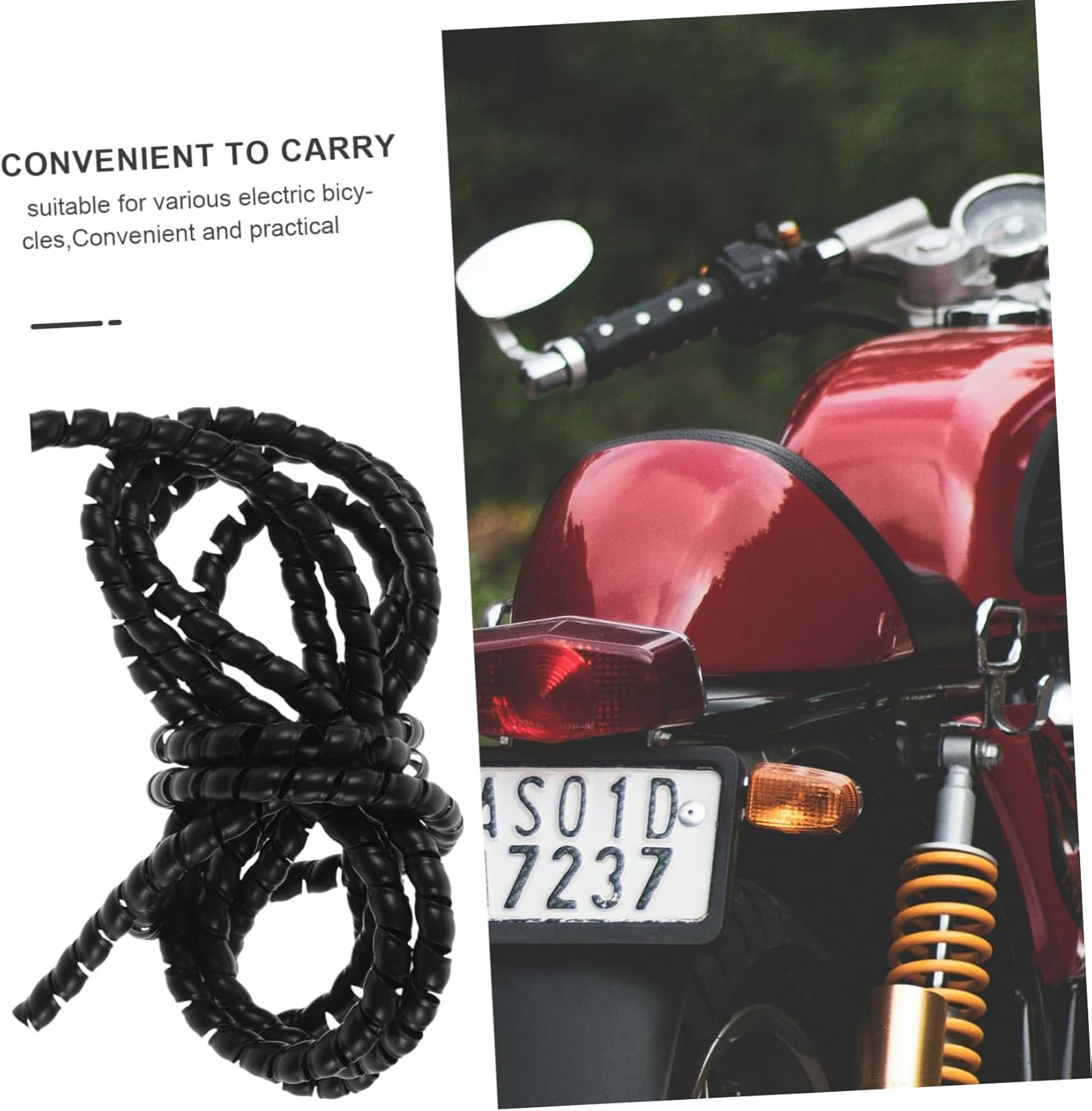 ULTECHNOVO 3-Meter Spiral Cable Sleeve 8Mm Black Wire Wrap Cord Sleeve Hose Insulated Cable Protector for Electrical Cord Management on Bikes and Home image number 3