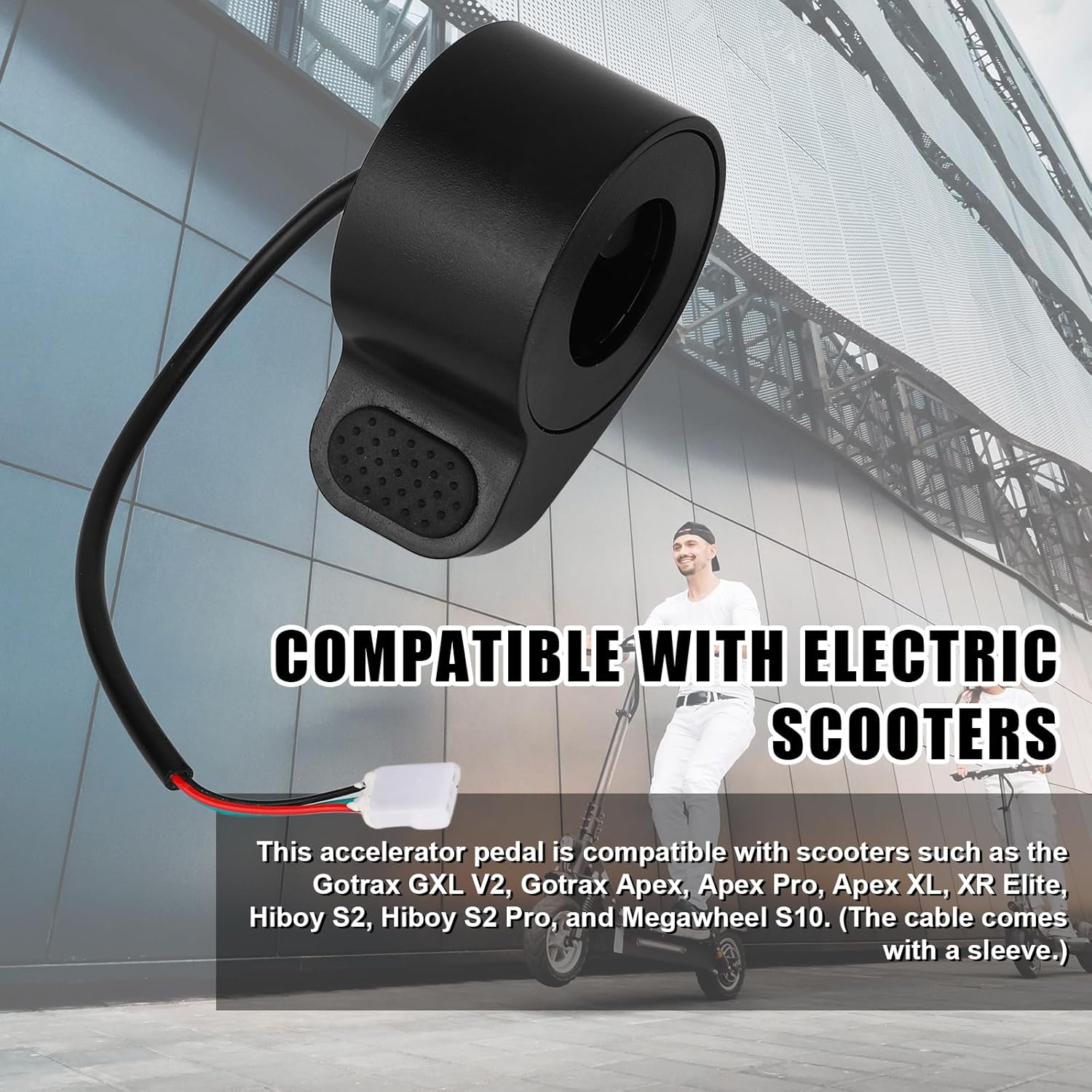 Electric Scooter Thumb Throttle Replacement, Easily Install & Design E-Scooter Accessories Parts with Button Compatible with Gotrax GXL V2