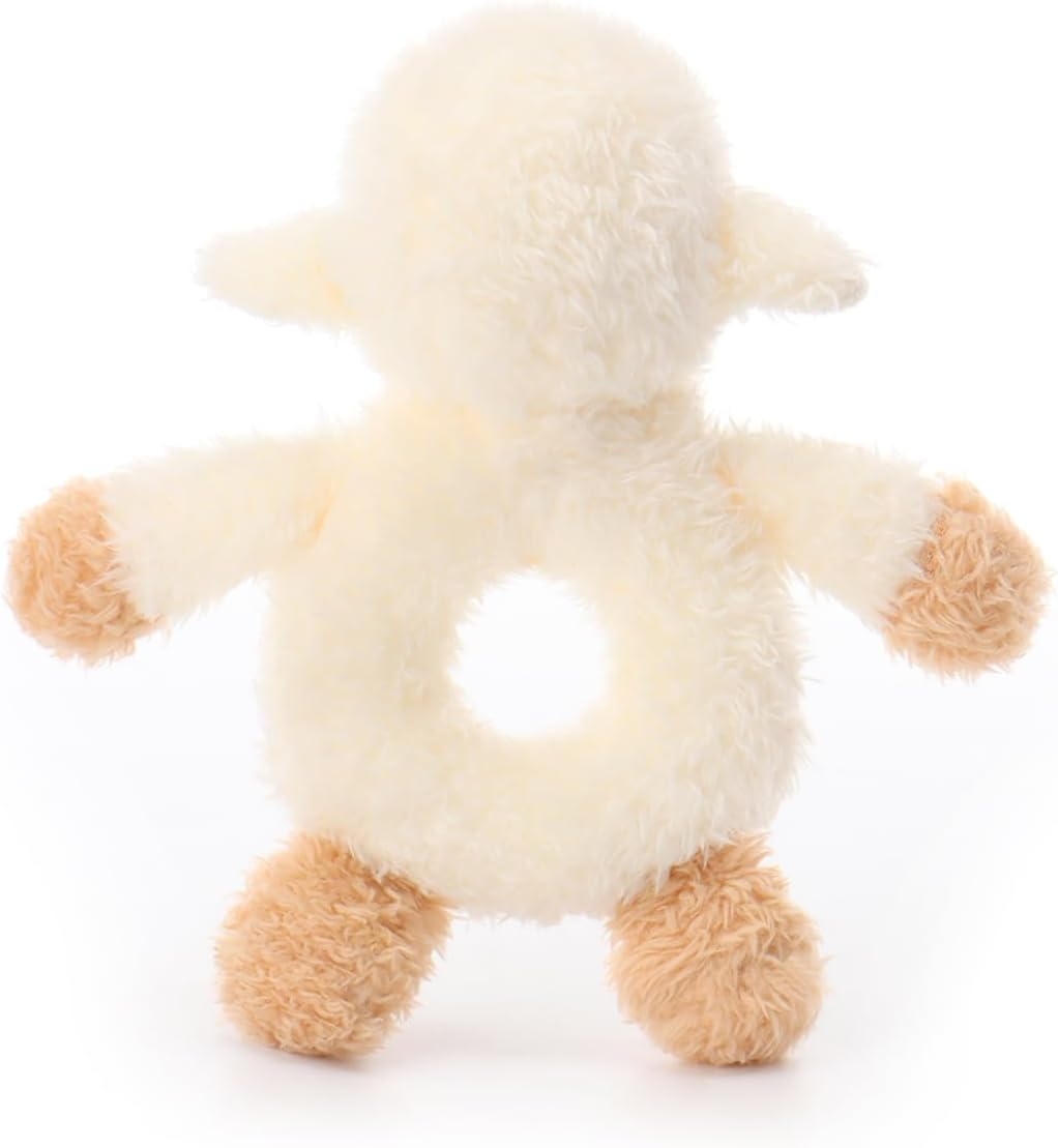 Apricot Lamb Baby Lamb Soft Rattle Toy, Plush Stuffed Animal for Newborn Soft Hand Grip Shaker over 0 Months (Lamb, 4 Inches) image number 5