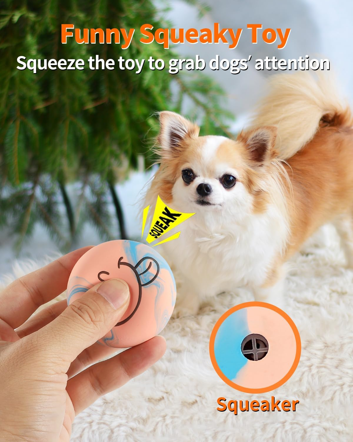 SCHITEC Squeaky Dog Toys [6 Pack] Interactive Latex Rubber Squeak Ball Toy, Soft Fetch Play Balls for Puppy Small Dogs