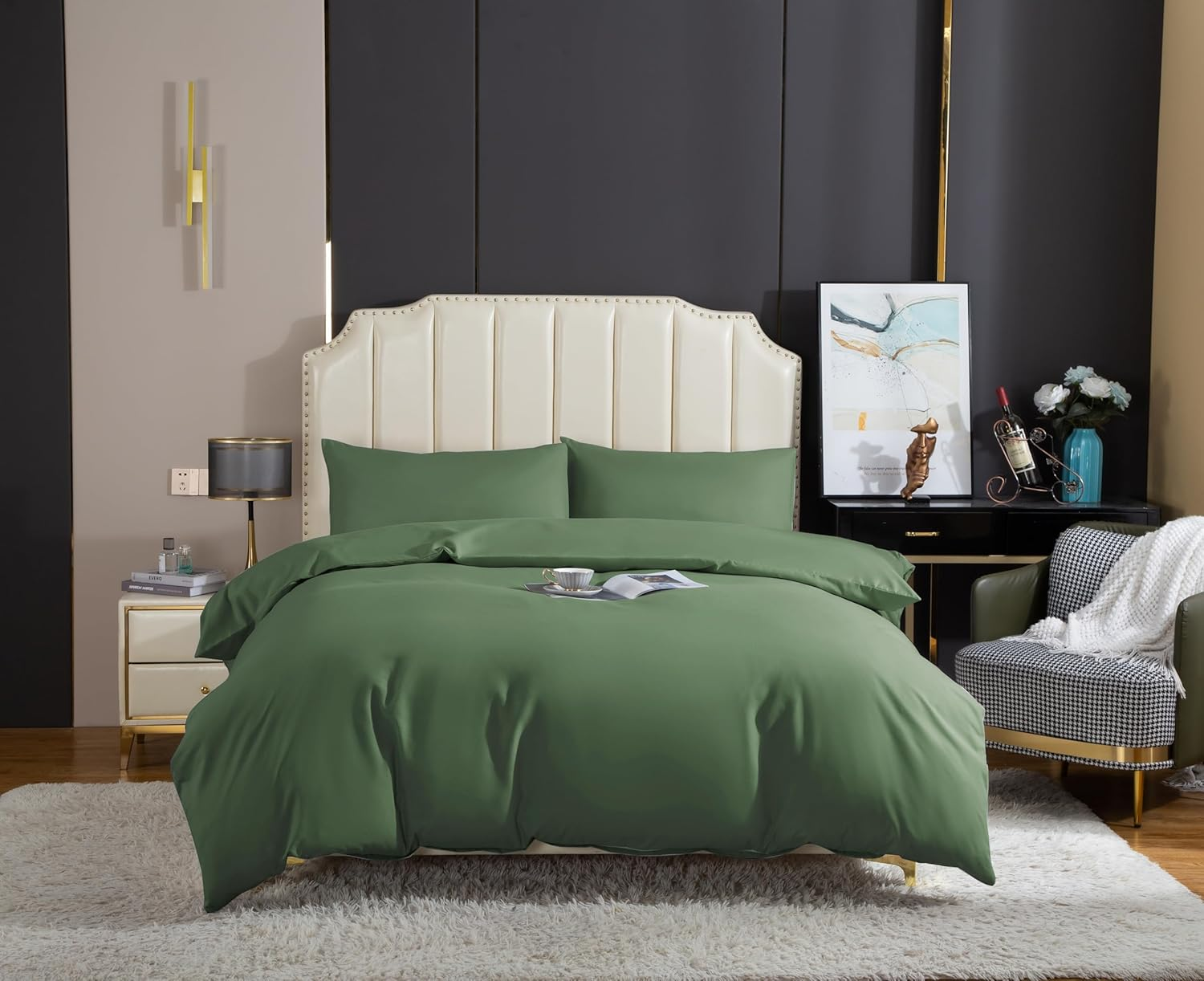 ISMATE Premium Quilt Cover Set,1800 TC Ultra Soft Bamboo Touch Microfiber Doona Cover Bedding Set in Solid Plain Color 3 Pcs Set (White, Queen)