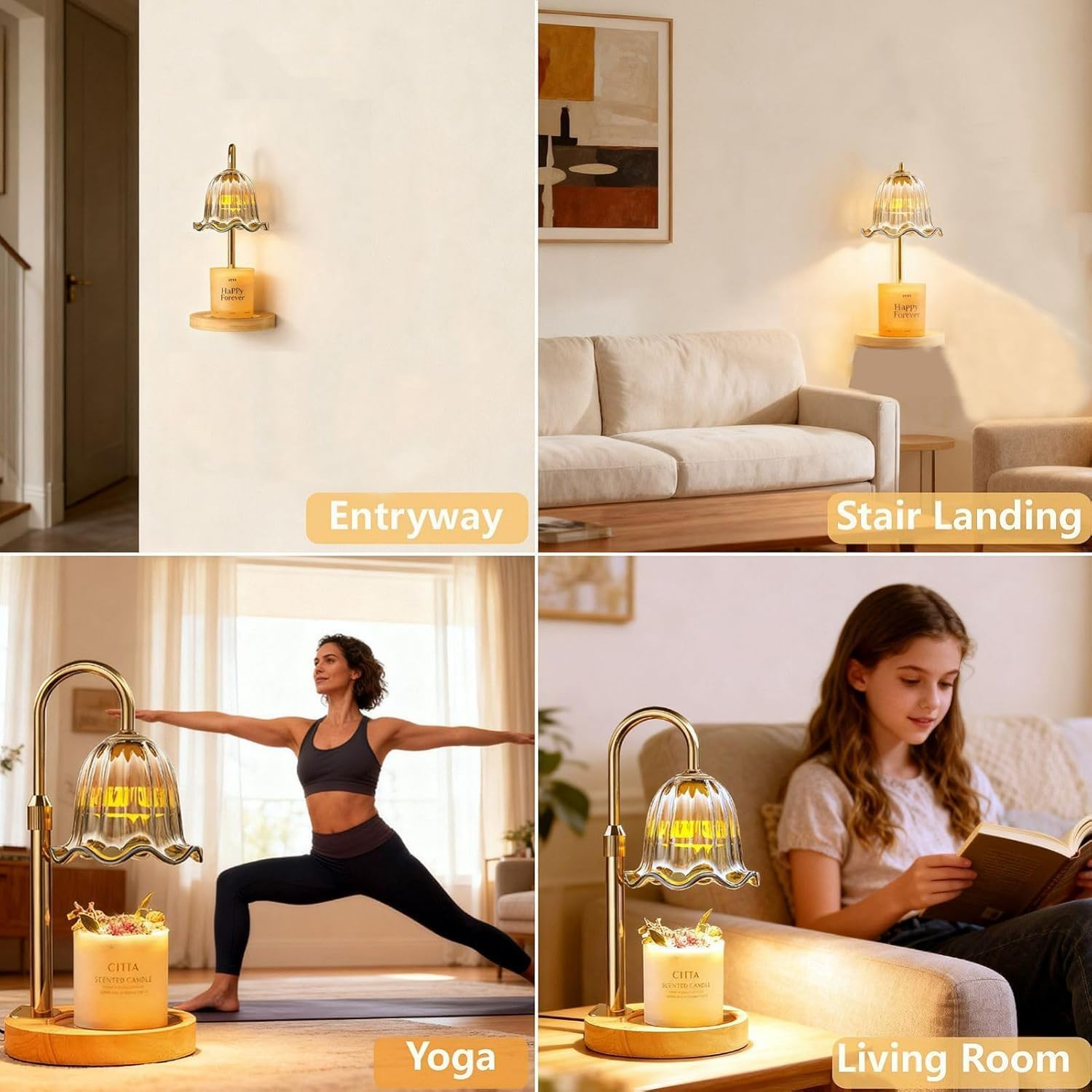 Adjustable Candle Warmer Lamp with Timer Dimmer, Adjustable Height Vintage Home Decor for Scented Jar Candles, Ideal for Women/Men, Elegant Table Lamp for Home Bedroom Office Decor image number 6