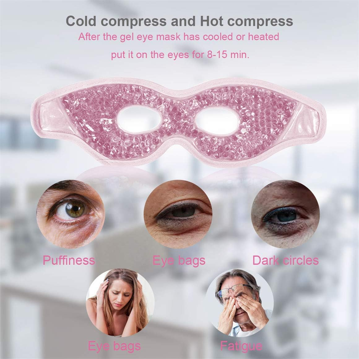 Ruzzut Cooling Gel Eye Mask with Eye Holes, 2 PCS Gel Bead Cold Eye Packs for Puffy Eyes & Swelling, Reusable Hot Cold Therapy Compress Heat Ice Gel Pack, Purple and Pink image number 2