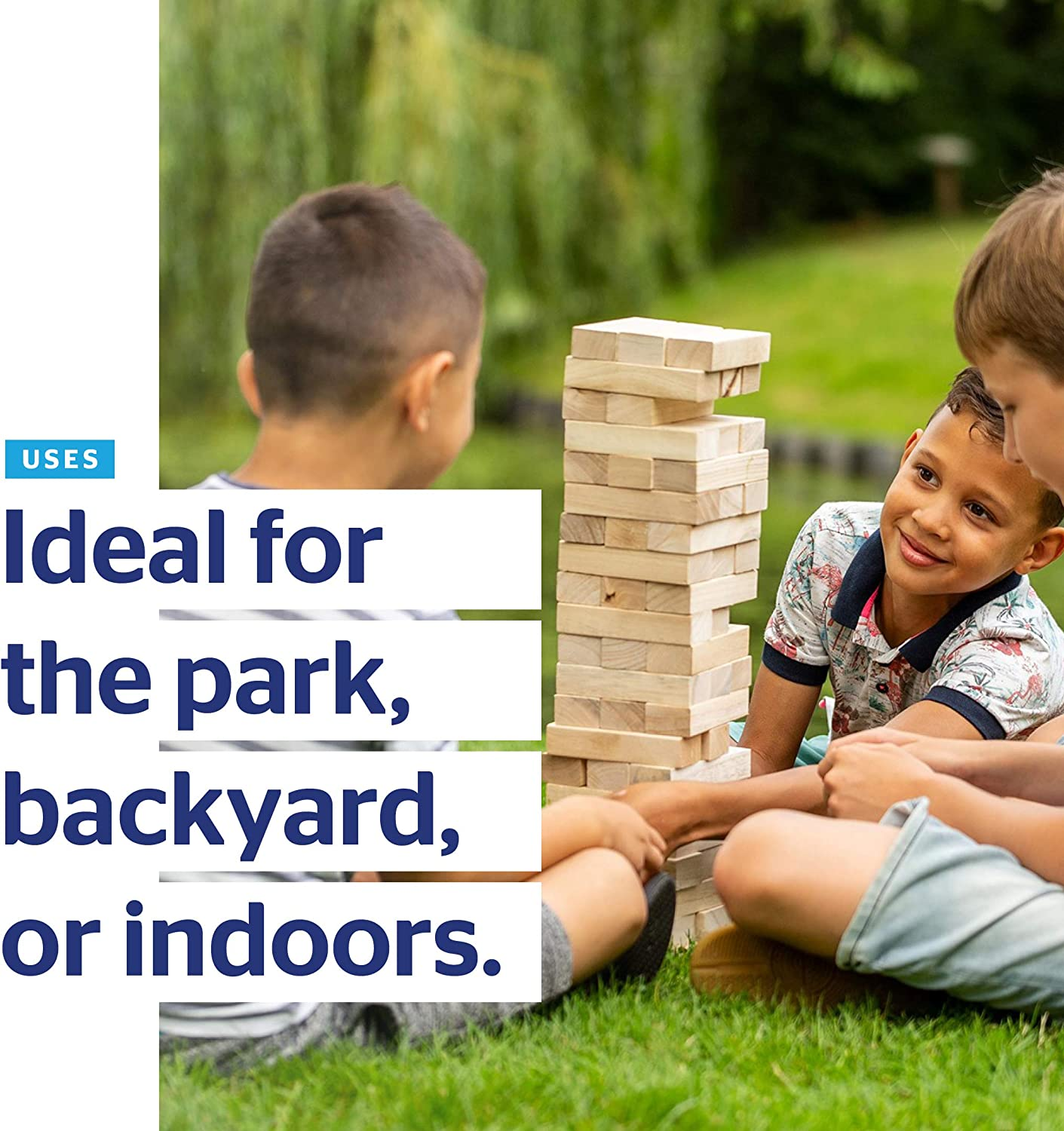 Formula Sports Wooden Tumble Tower Outdoor Garden Game image number 2