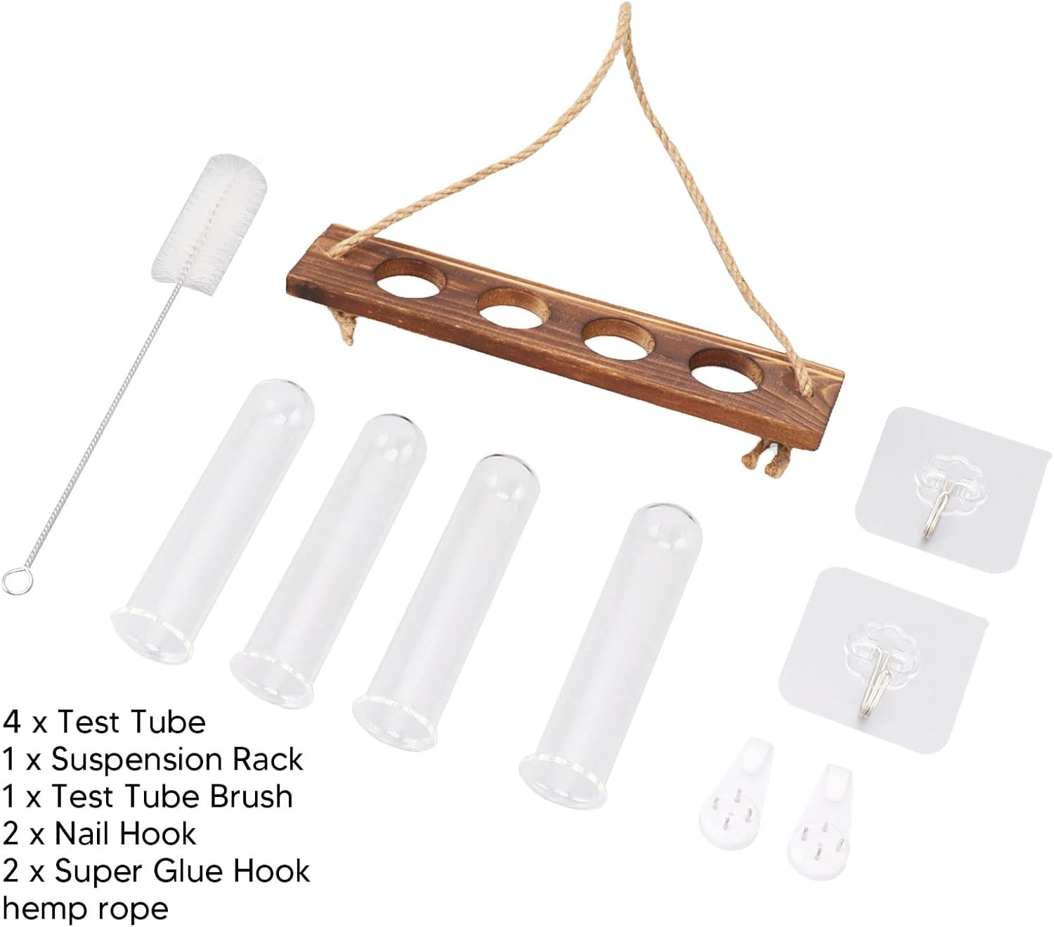 Plant Propagation Station Mini Test Tube Vase Glass Flower Pot Wooden Plant Stand for Home (#2) image number 3