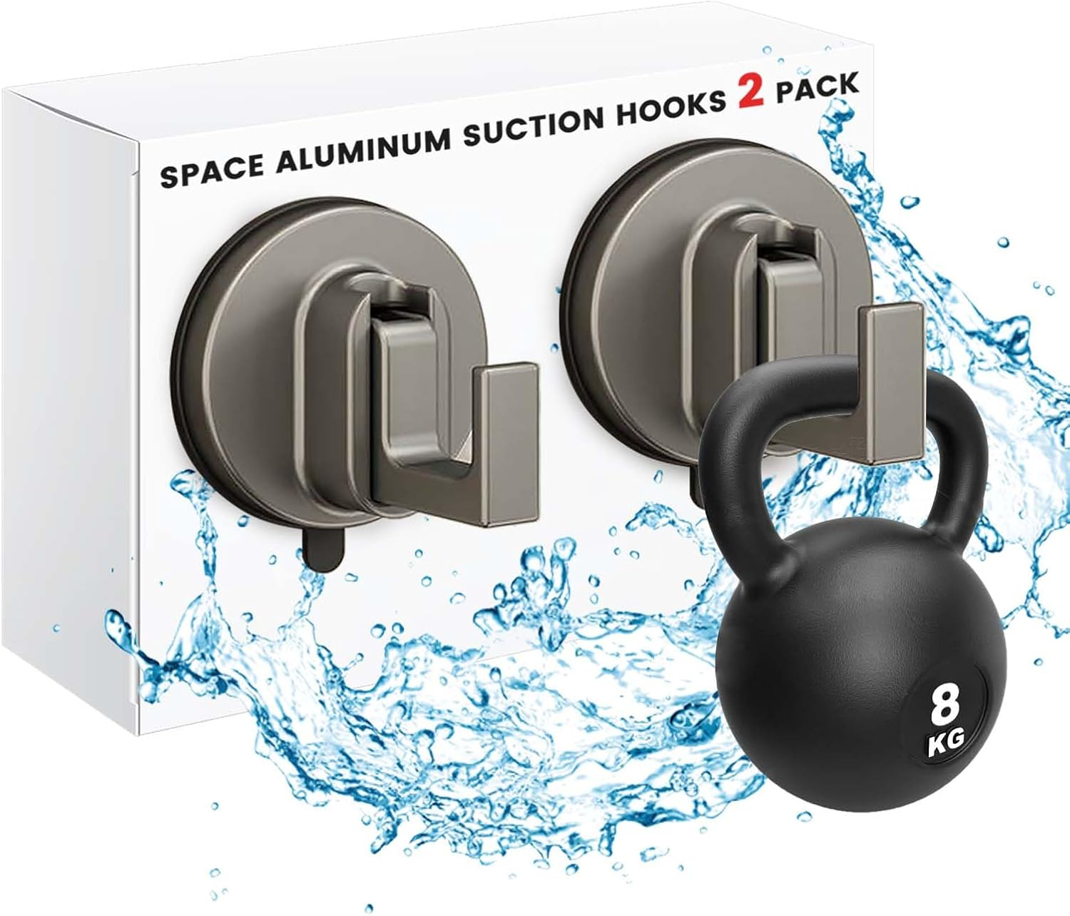 Daily Treasures 2PCS Space Aluminum Suction Hooks (18 Lbs),Stainless Steel Suction Cup Hooks for Shower,Vacuum Suction Hooks for Bathroom,Removable Heavy Duty Hooks,Reusable Towel Hooks Kitchen image number 6