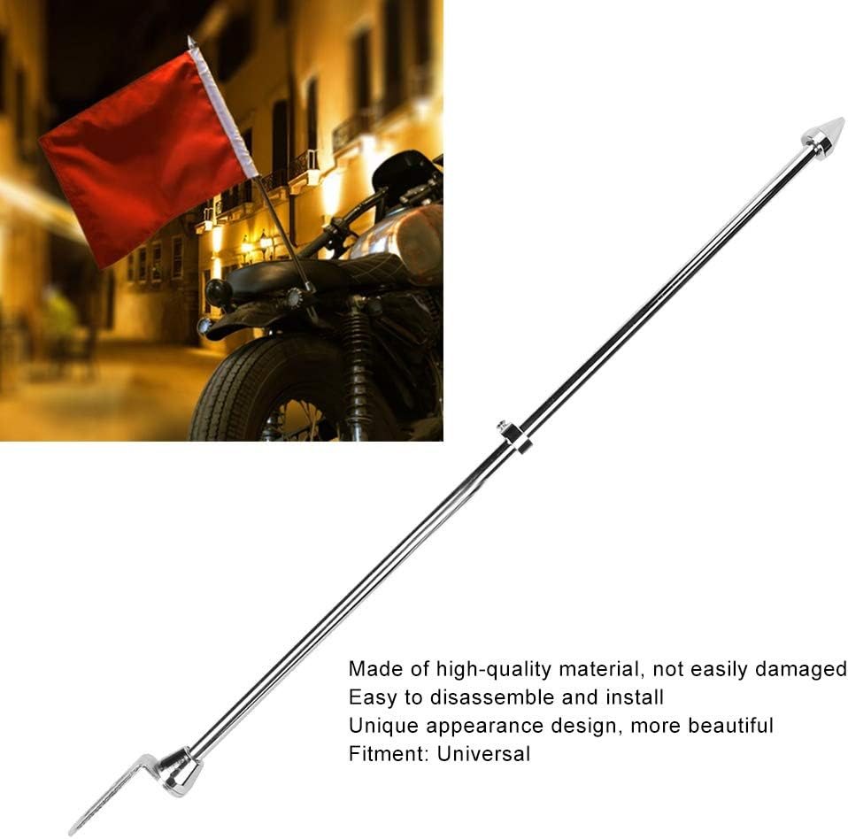 Universal Motorcycle Flagpole, Universal Motorcycle Rear Luggage Rack Mount Flag Pole Stainless Steel Luggage Rack Pole Accessory (Plating Color) - Black image number 6