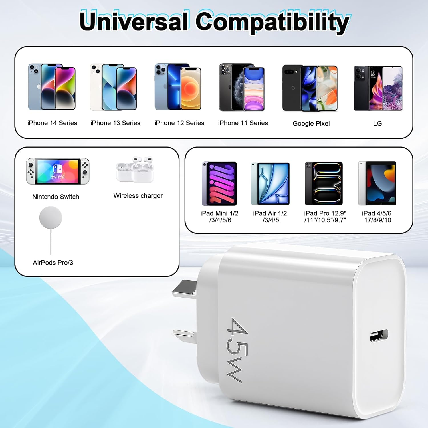 45W USB-C Fast Charger Block - Type C Wall Iphone Charger Plug for Iphone 17/16/15/14/13/12/11 Pro Max/Plus/Xsmax/Xr/X & Ipad Pro image number 6