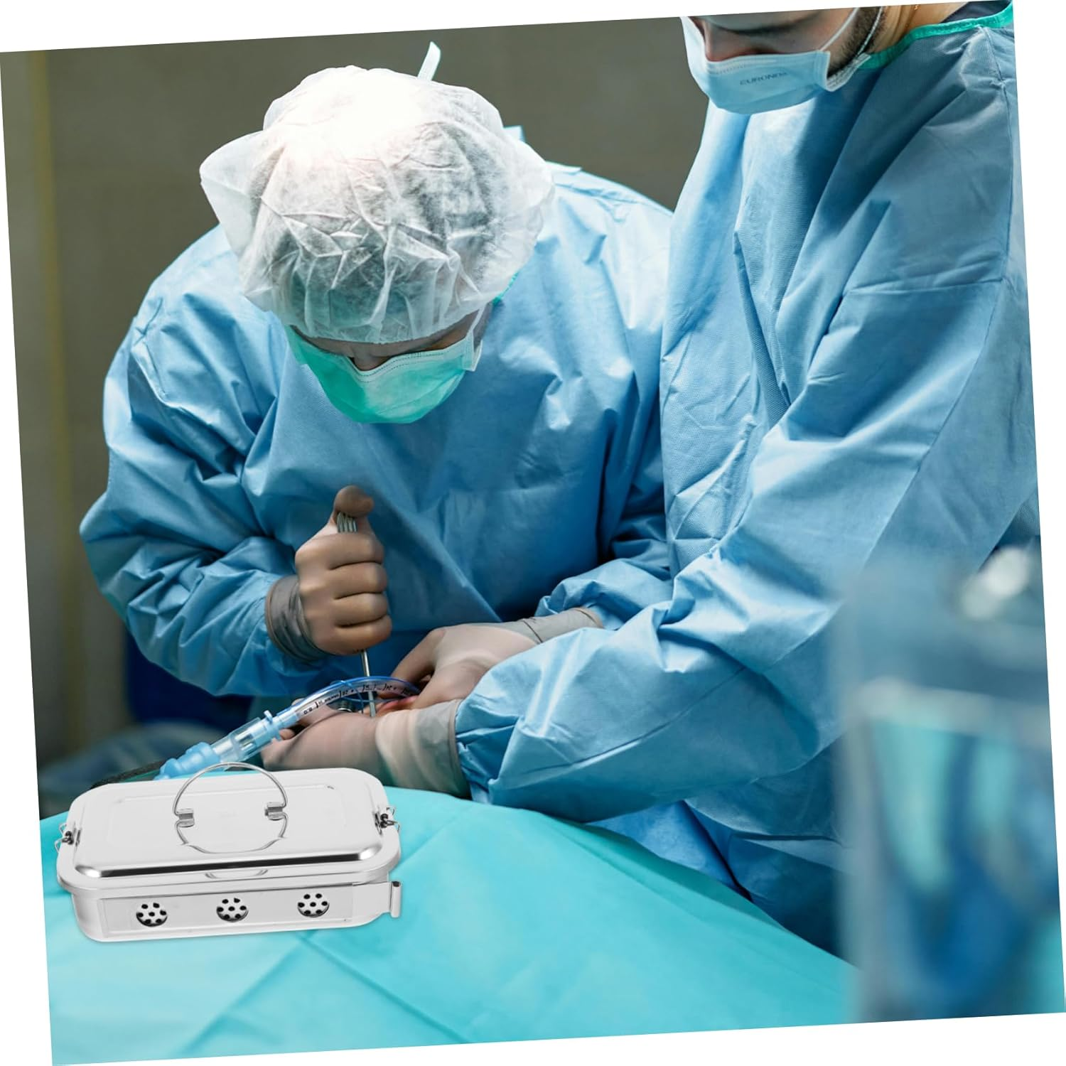 Box Stainless Steel Tray Holes and Lid for Tools Medical Storage Case for Lab Doctor Tool Organizer For image number 1