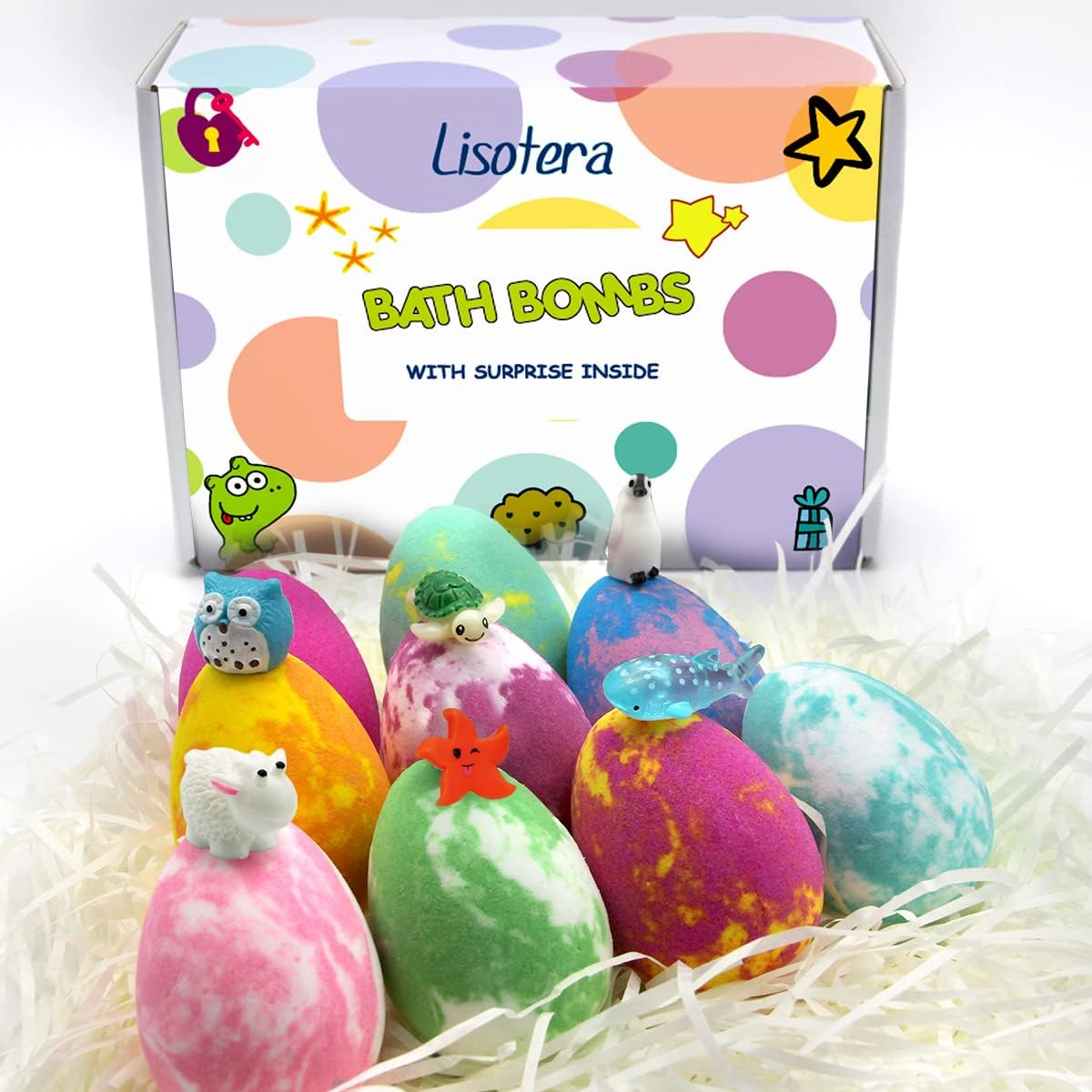 Bath Bombs for Kids with Toys inside for Girls Boys - 12 Pcs XXL Large Size Gift Set, Surprise Unicorn Necklace Bracelet Toy, Handmade Bubble Bath Fizzies Spa Fizz Balls Kit for Women image number 4