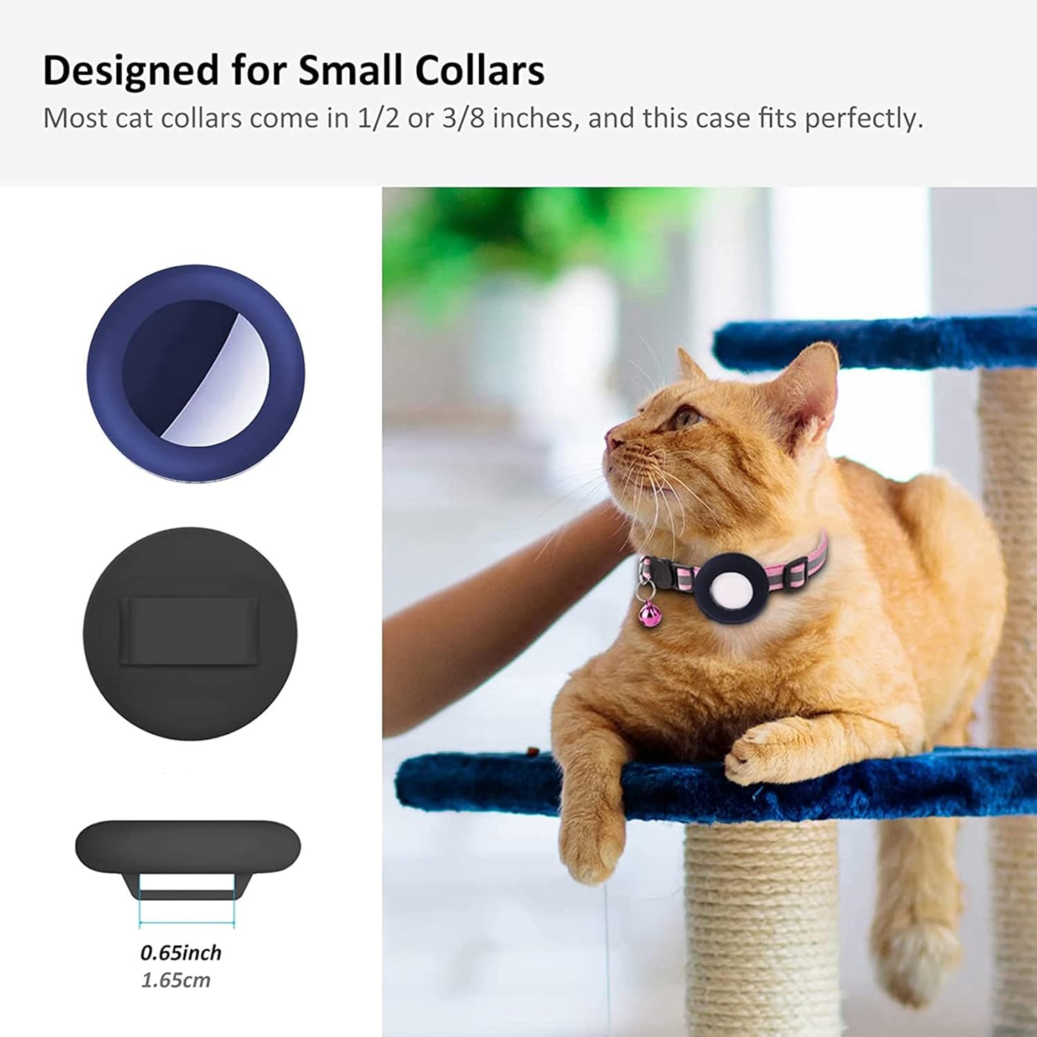 VENEKA Cat Collar Holder, for Air Tag Cat Collar Holder Compatible for GPS Tracker,4Pack Case Cover Black and Blue image number 6