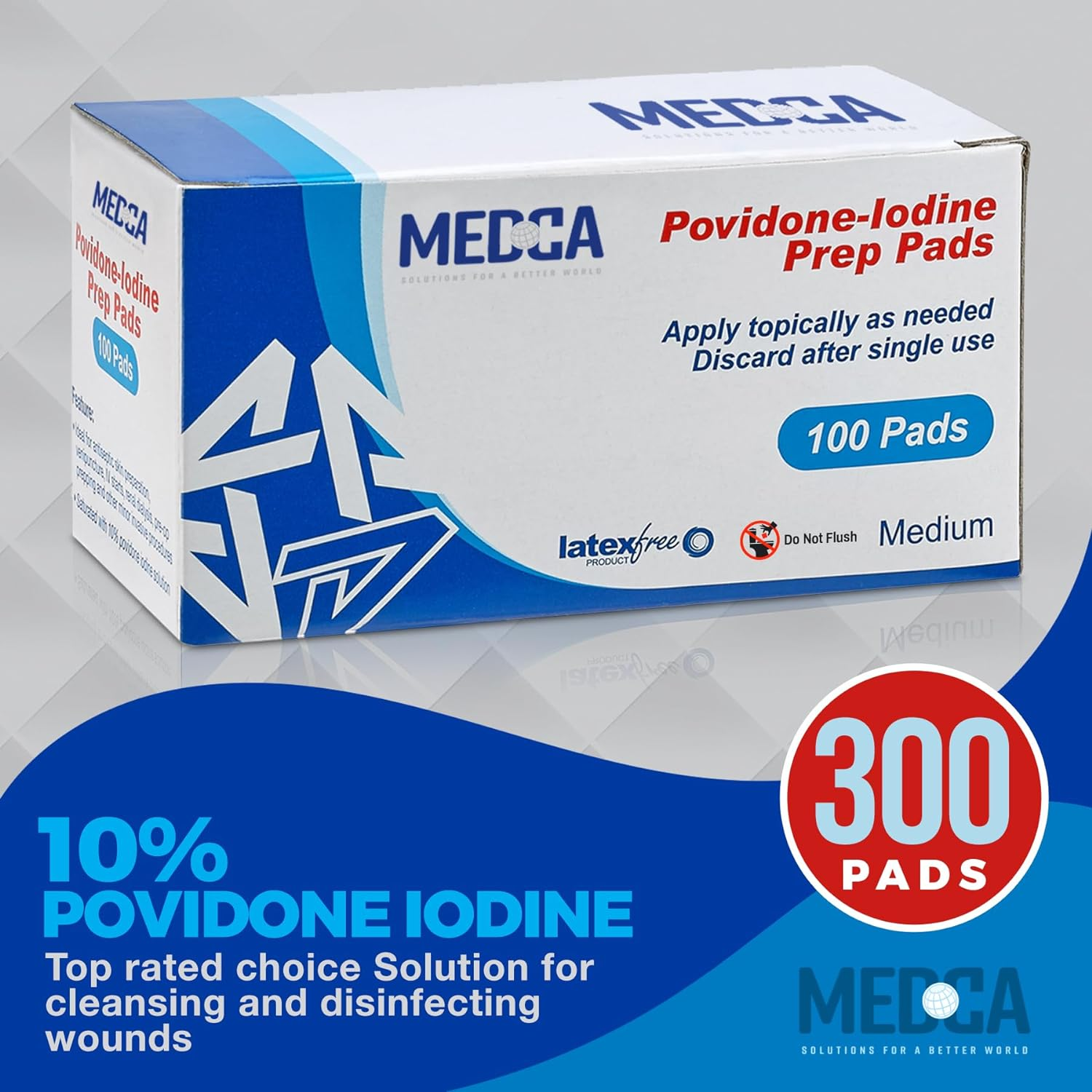 Iodine Prep Pads - (Box of 300 Count) Iodine Prep Solution Pads, 10% Povidone Iodine Swabs for Individual Disposable Cotton First Aid image number 4