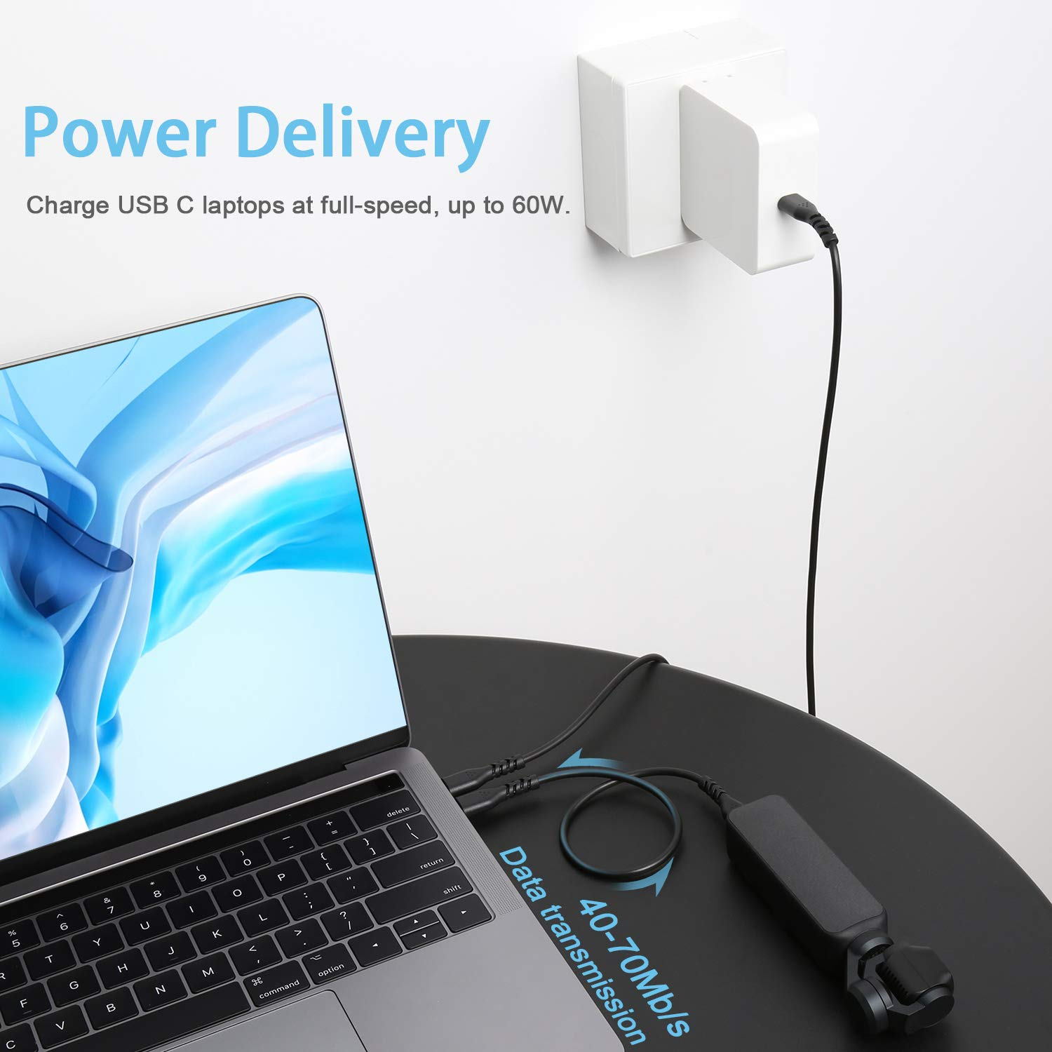 Fasgear 3 Pack USB C to USB C 2.0 Cable, 60W PD, 30Cm, 1M, 1.8M, Black, Compatible with Macbook, Chromebook, Galaxy S20 Ultra/S10, Huawei P40, Xiaomi 10 image number 4