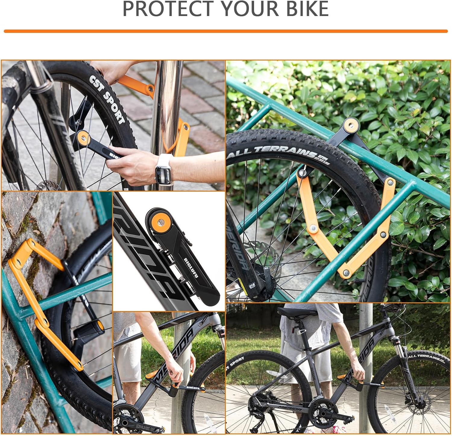 BIGLUFU Bike Lock Bicycle Scooter Motorcycle Folding Locks with 4Keys, Fold Chain Heavy Duty Alloy Steel Foldable Lock with Mounting Bracket 2Pc Straps, 86Cm/34 Unfolding, 1.92 Lbs image number 3