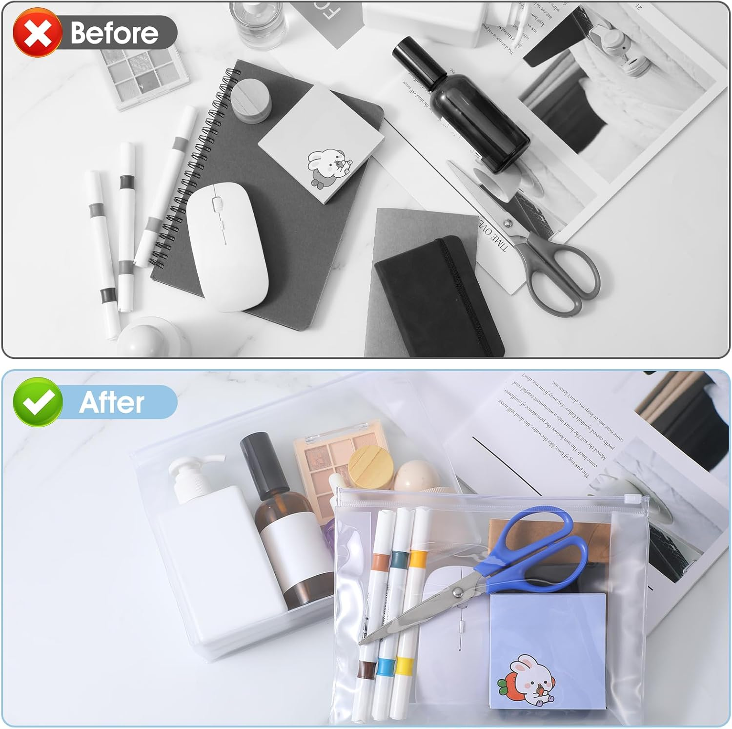 30 PCS Small Clear Makeup Bag, Mini PVC Waterproof Cosmetic Organizer Bags Portable Swimsuit Storage Bag Clear Organizer Pouches with Zipper for Women Men Travel Toiletry Vacation, 8.7" X 6.7" image number 3