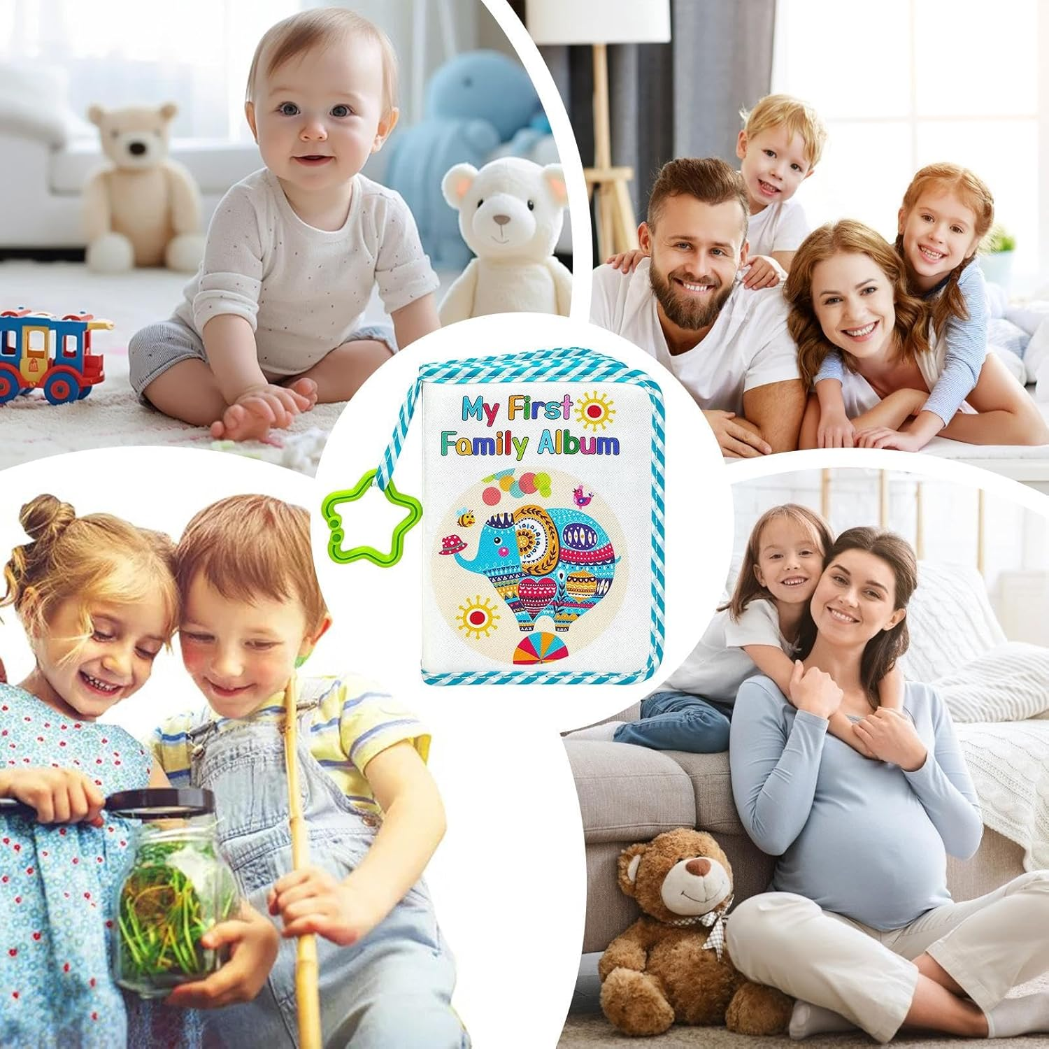 Baby Photo Album - Babies Photo Book Albums | Animal Pattern Soft Memory Books with Star Hook | Keepsake Record Books | Holds 17 Photos for Family New-Borns image number 5