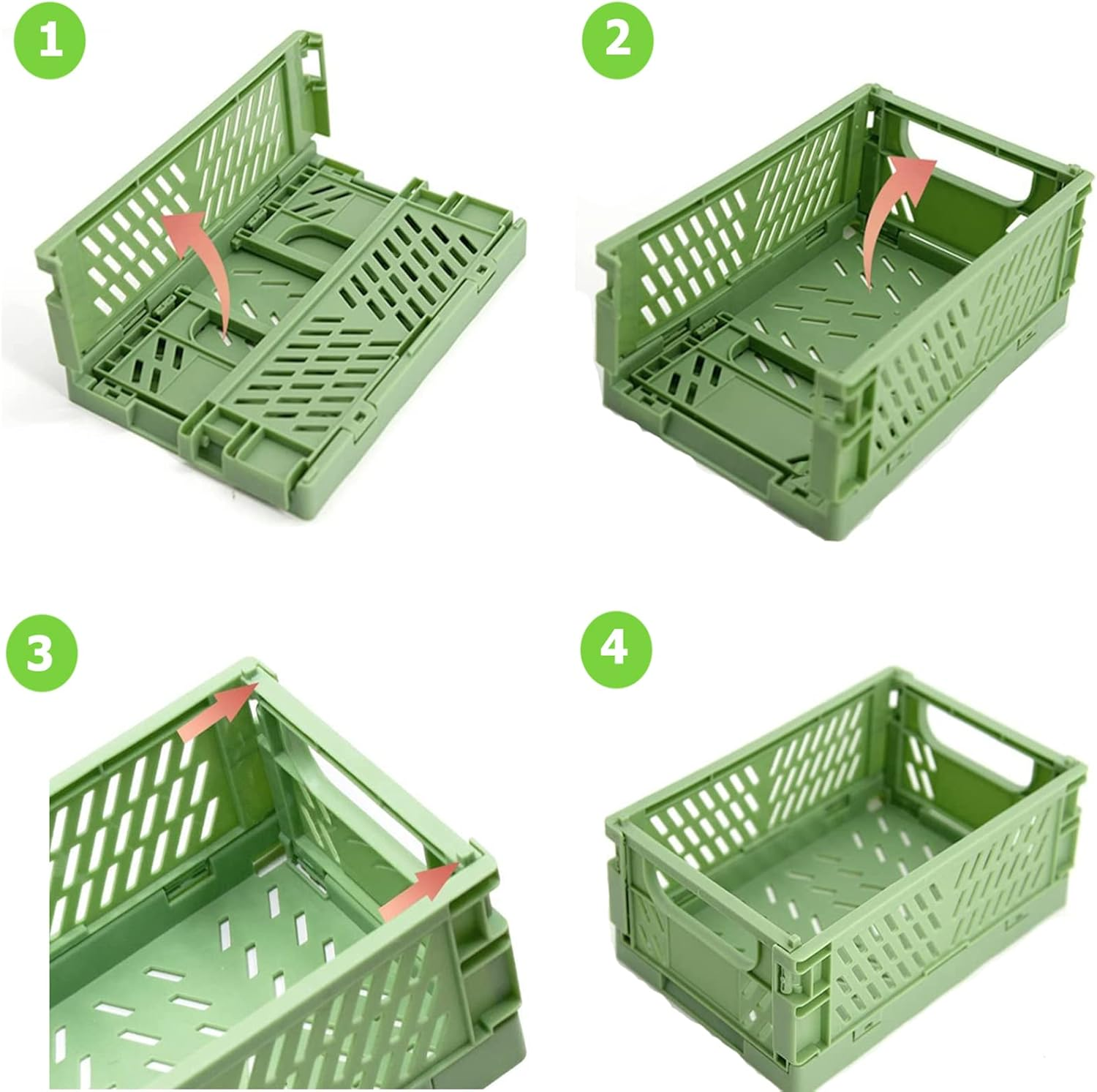 3Pcs Mini Plastic Storage Baskets (5.9X3.9X2.2In) for Shelf Organizing, Collapsible Plastic Basket for Home Kitchen, Classroom, Office, Bedroom, Cabinet Storage image number 1