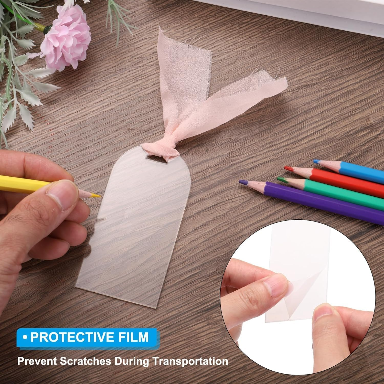 Acrylic Place Cards Wedding Blank Arched Frosted Clear Wedding Reserved Signs, 16Pcs Wedding Reserved Ribbon Seating Tag Blank Arched Acrylic Place Cards,Wedding Blank Arched Acrylic Place Cards image number 1