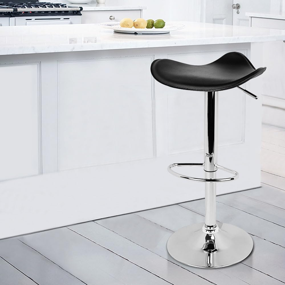Fiesta New PU PVC Leather Bar Stool Kitchen Chair Gas Lift (Black)