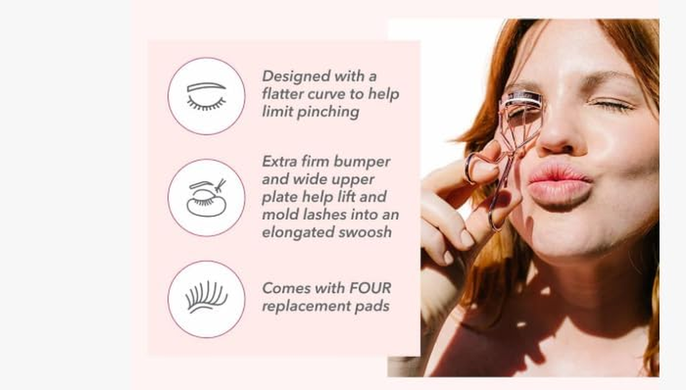 Jenny Patinkin the Big Reveal Eyelash Curler for Hooded Eyes, Deep Set Eyes &ndash; Precision & Professional Eyelash Curler for Difficult Eye Shapes with Replacement Silicone Pad, Nickel Free image number 5