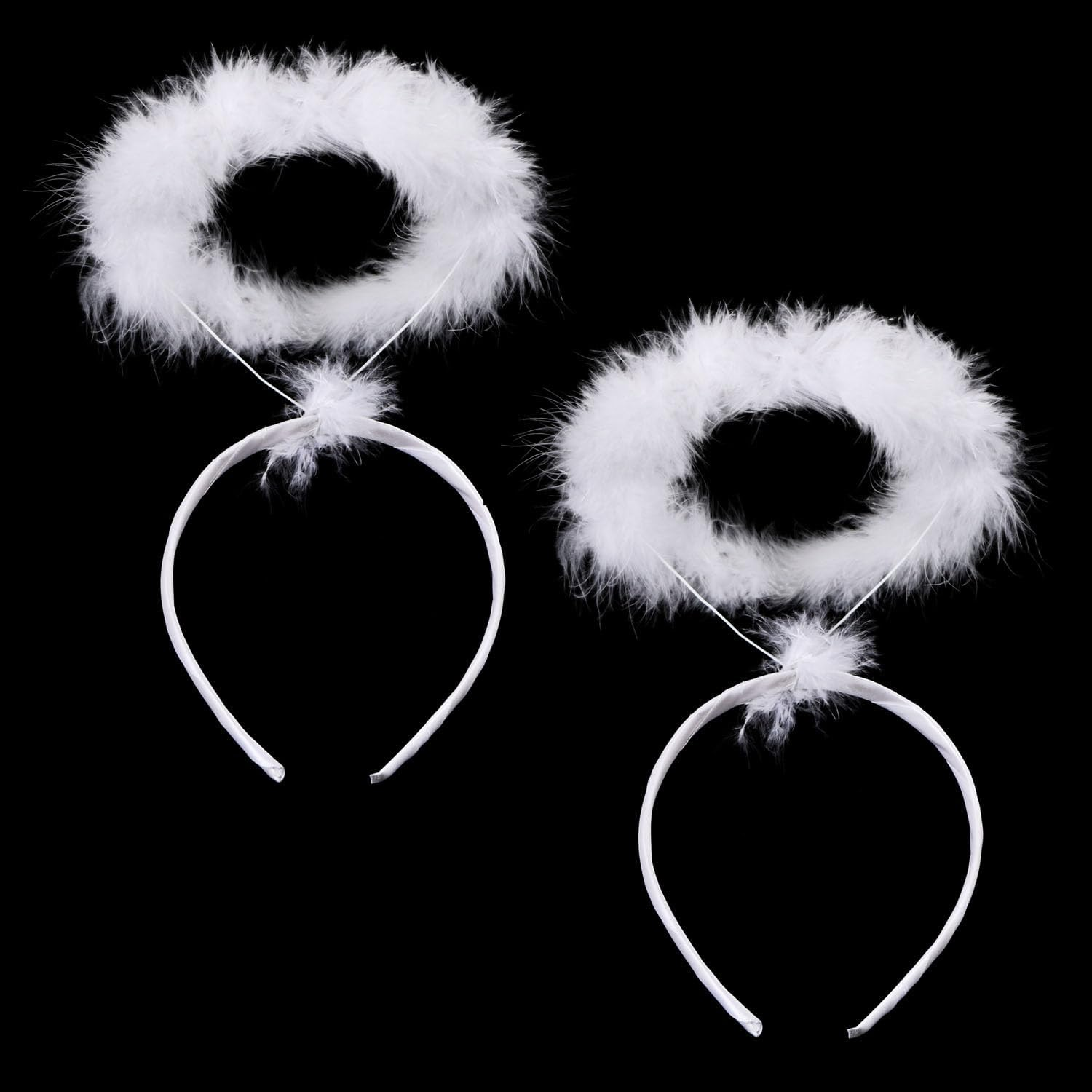 2 Pack Angel Halo Headbands Feather Angel Headband White Halo Hair Band Halloween Christmas Costume Accessory for Kids Adult Teens Girls Women(White) image number 2