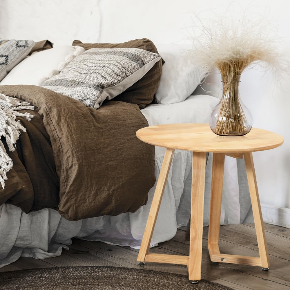 Furb round Coffee Table, Modern Accent Side Table with Adjustable Foot Pads & Sturdy Soild Wood Frame, Sofa Cocktail Table for Home, Living Room, Office, Balcony(60Cm, Oak) image number 1