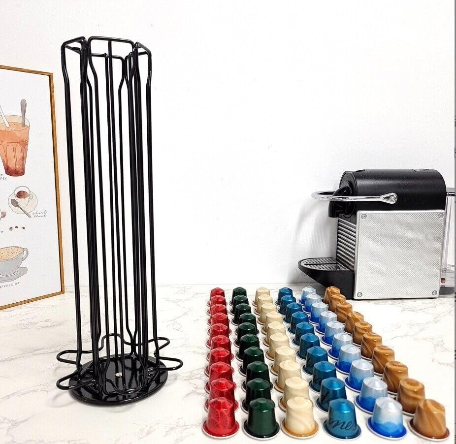 Coffee Pod Holder Stand Dispenser Rack Storage Capsule for Nespresso 60 Pods (Black)