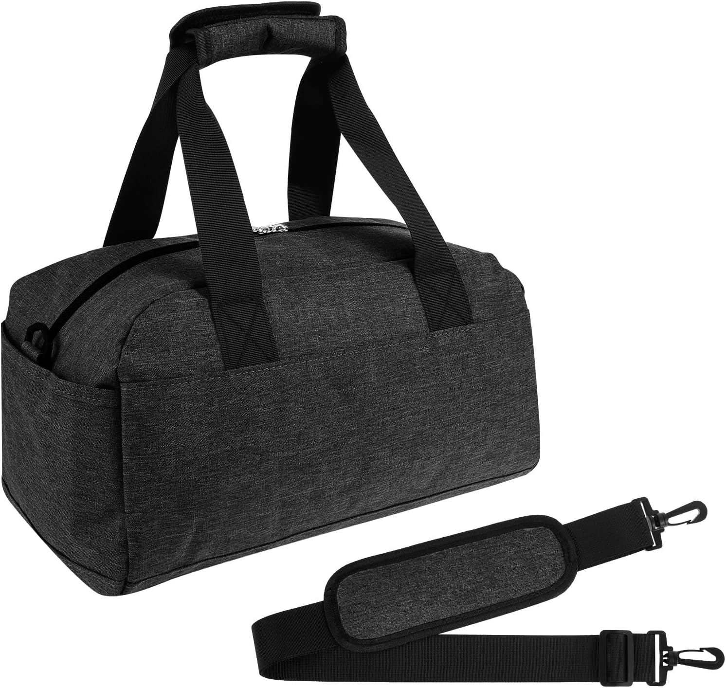 Polyester Small Gym Bag, Sport Duffle Bag Multiple Pocket Mini Luggage Bags with Shoulder Strap Easy to Access Small Gym Handbag for Fitness Workout, Travel, Dance, Ballet, Swim(Grey)