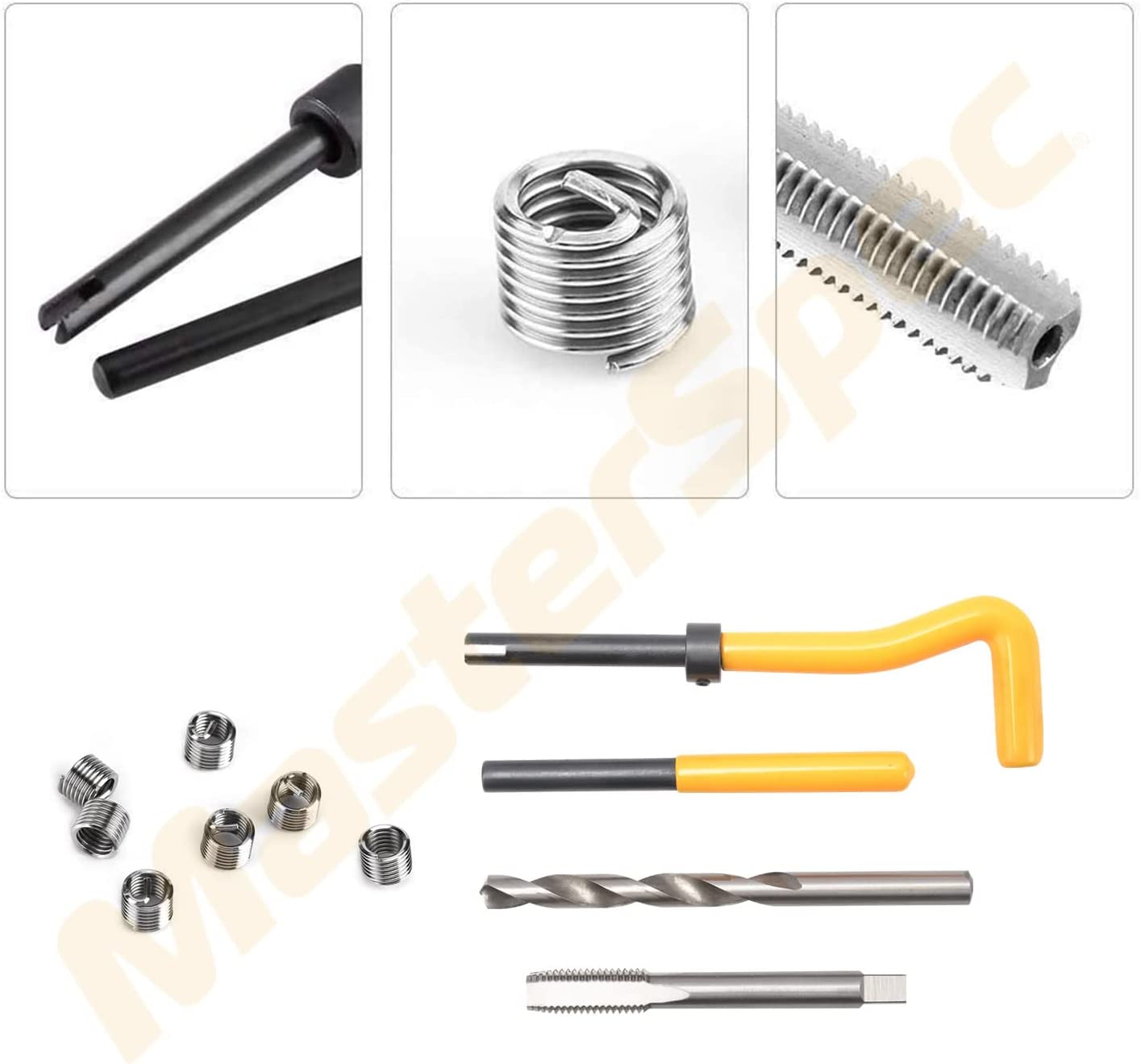 Masterspec 138Pcs Thread Repair Kit HSS Helicoil Stripped Rethread Drill Bits Garage Recoil Repairing Tool Set Metric M5/M6/M8/M10/M12 image number 6