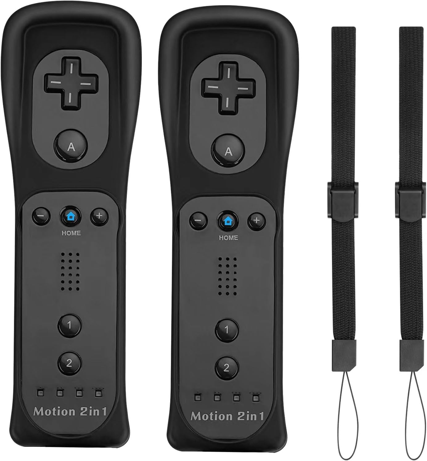 2 Pack FISUPER 2 in 1 Remote Controller with Motion plus for Wii/Wii U, with Silicon Case and Wrist Strap (Black) image number 4