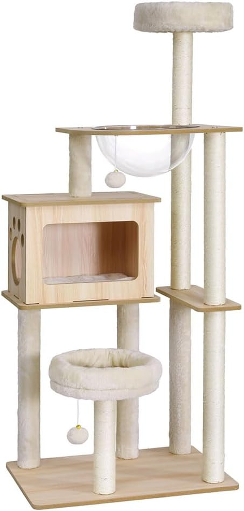 I.Pet Cat Tree Tower Scratching Post Scratcher 142Cm Wood Bed Condo House image number 3