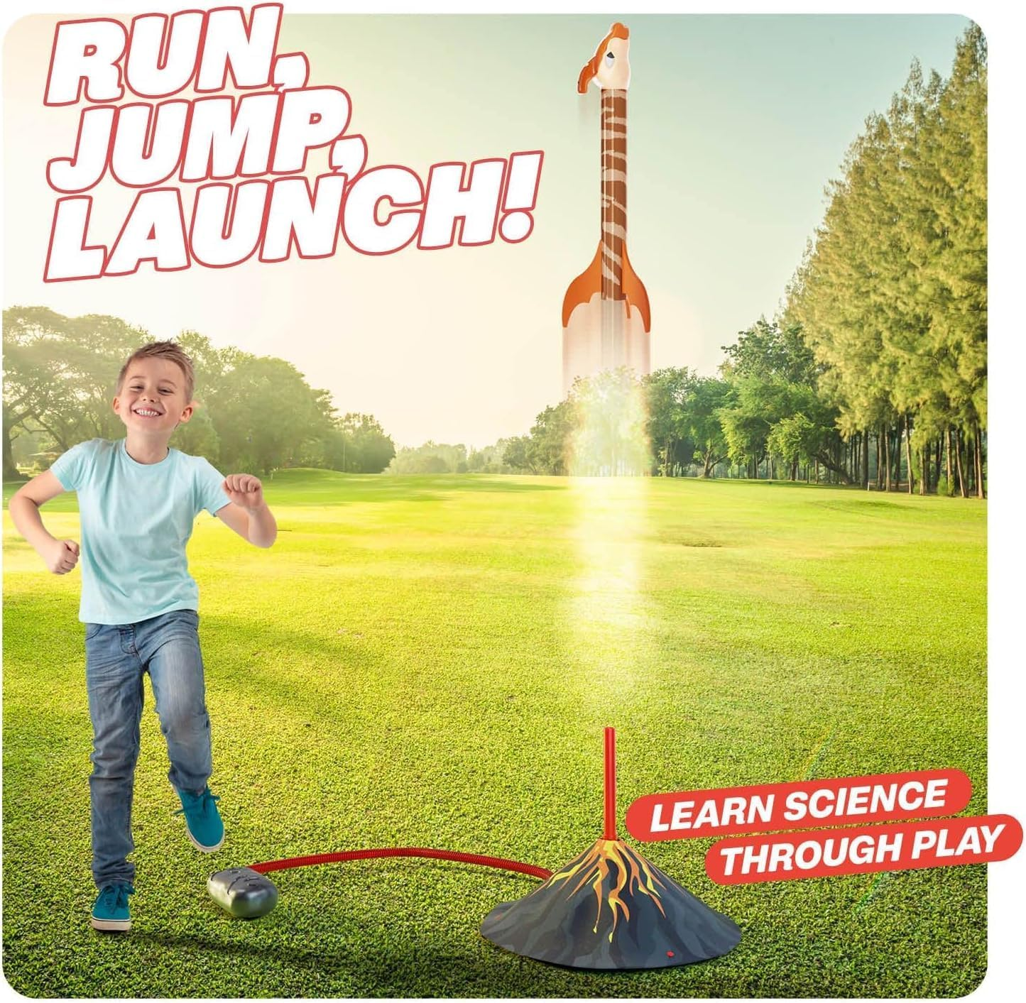 Dinosaur Toys Rocket Launcher for Kids - Stomp Launch up to 100 Ft, 6 Dino Foam Rockets, Outdoor Toys for Toddlers, Christmas Birthday Gifts Toy for 3 4 5 6 7 8-12 Year Old Boys Girls image number 2