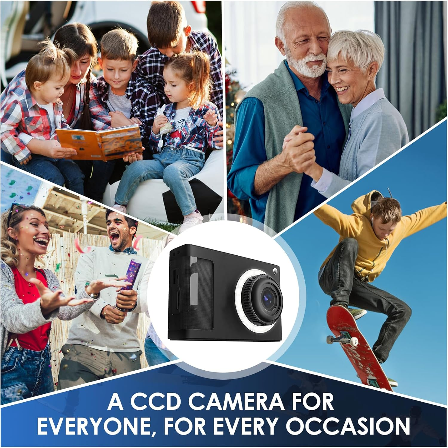 ARNSSIEN Digital Camera for Kids, 1080P Vintage Kids Camera for Toddler, 2.4" IPS Screen Child Cam with 16 LED Filling Lights, Birthday Festival Present for Older, Teens, Students, Beginners,Y2 - Navy Blue image number 7