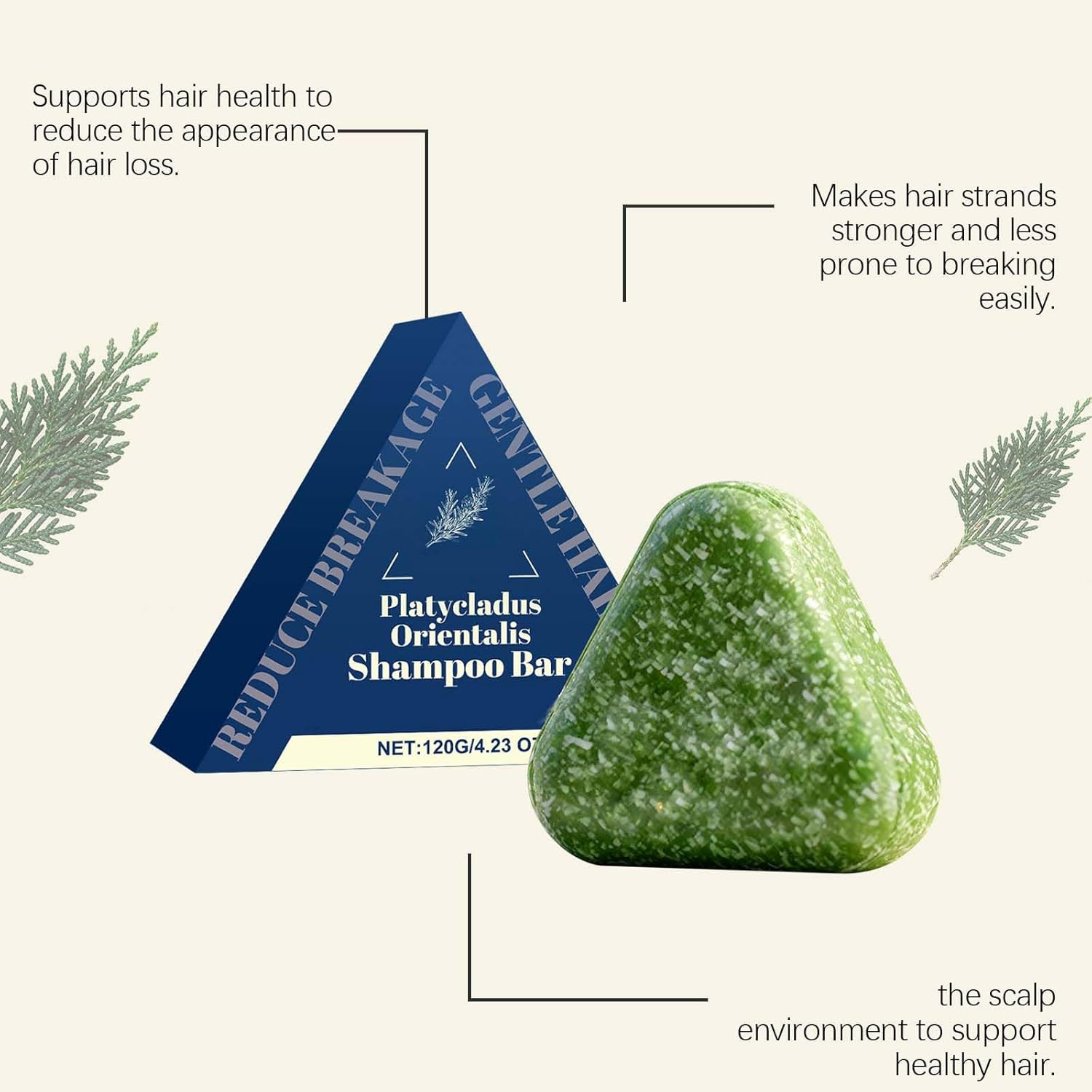 Thuja Leaf Nourishing Shampoo Bar - Deep Cleansing Scalp, Reduces Frizz, Smooths & Strengthens Hair, Infused with Usman Herb, Ginseng, Travel-Friendly Long-Lasting Solid Hair Soap, (5PCS)