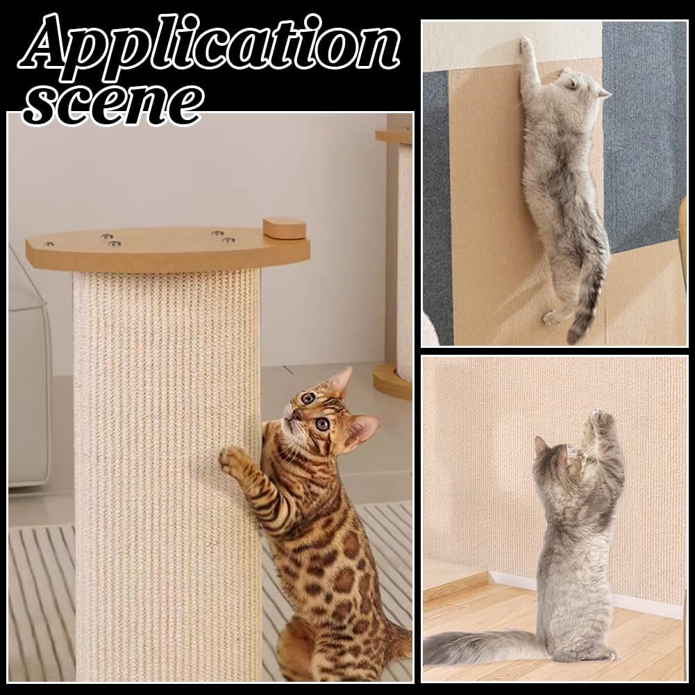 PH Pandahall 118X15.6 Inch Cat Scratch Furniture Protector, Cat Scratching Climbing Carpet Mat Trimmable Cat Scratcher Covered Pad Replacement for Indoor Cats Couch Wall Cat Tree Shelves Sofa image number 2