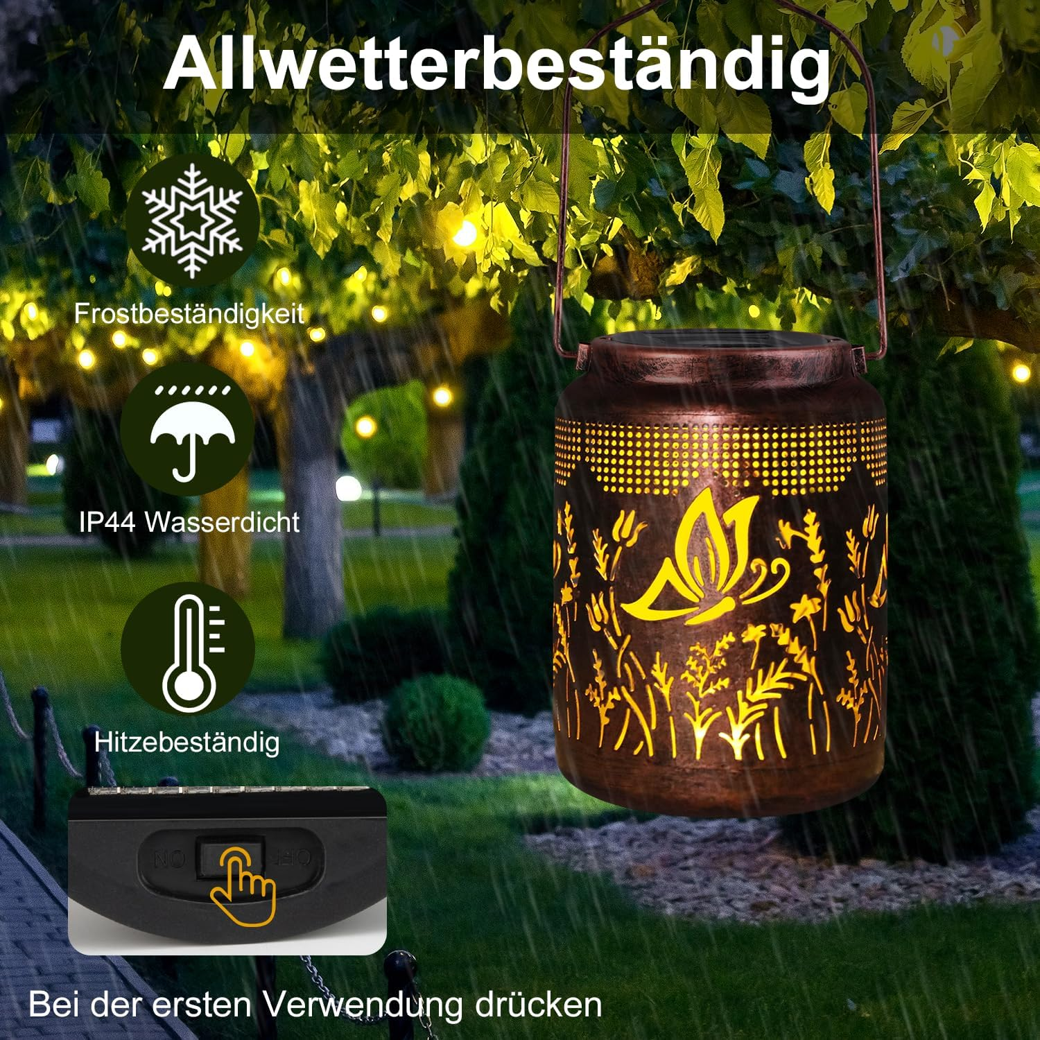 Butterfly Gifts for Women Mum Mother'S Day Solar Lanterns for Outdoors, Hanging Solar Lights for Outdoor Garden, Weatherproof Solar Lights Garden for Balcony, Patios, Table Decoration - Birthday Gifts image number 3