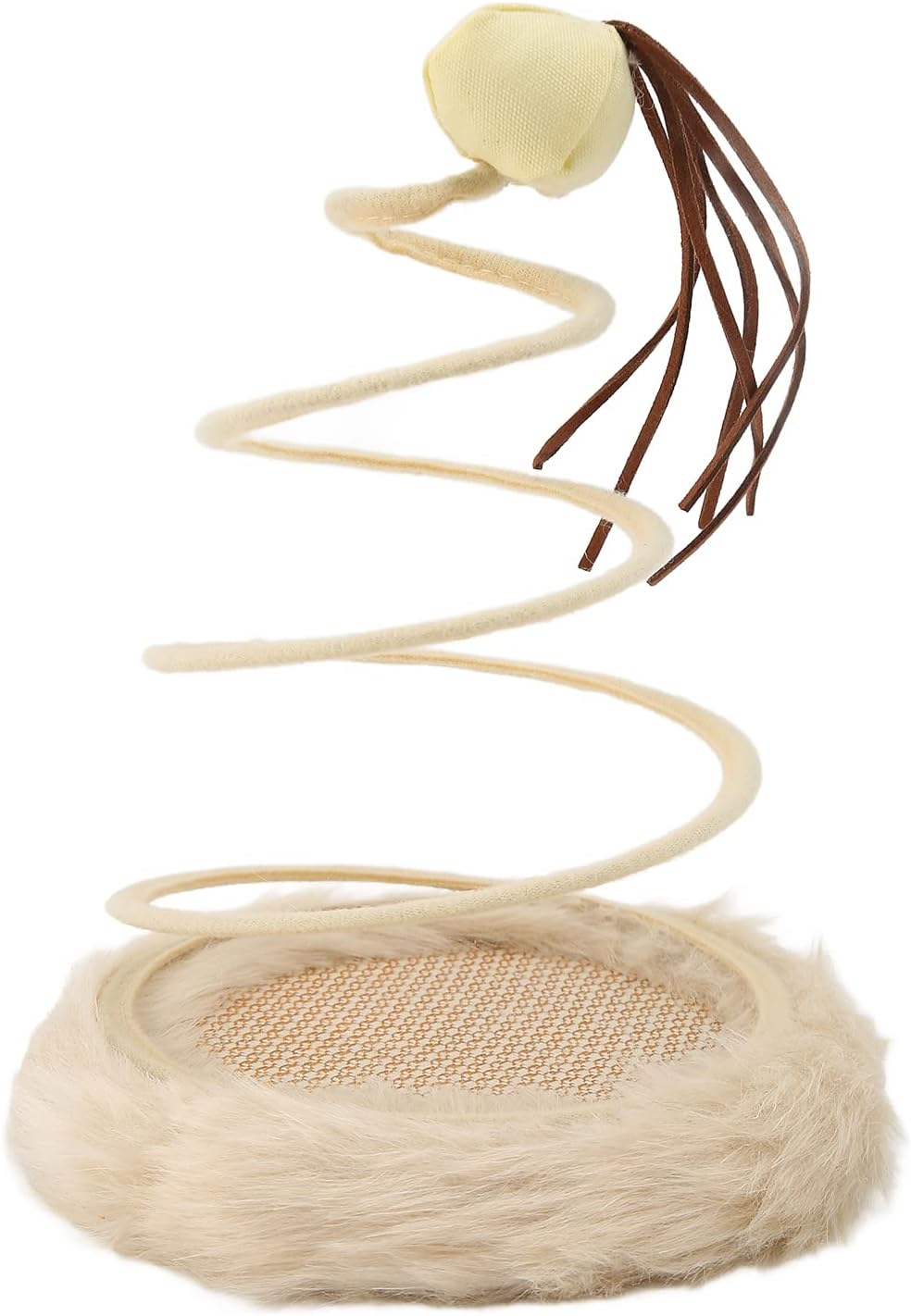 Spring Plate Interactive Cat Toy, Foldable High Elasticity Stable Standing Interactive Cat Toy with Scratcher Base to Kill Time and Keep Fit(Ball)