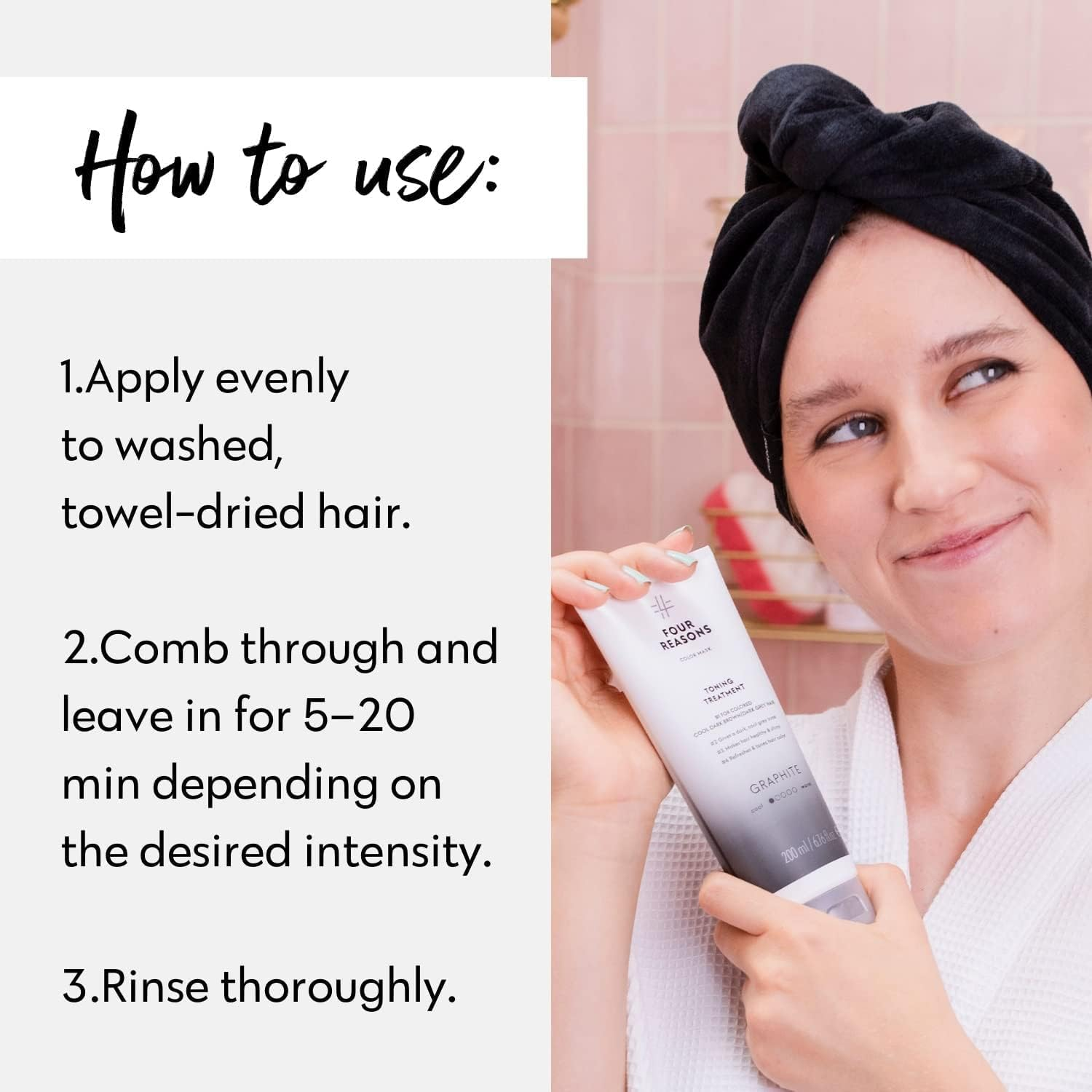 Color Mask Graphite Reconstructive Treatment - Color Maintaining Conditioner for Gray Color Treated Hair and for Cool Brown Hair, Brass Remover for Brown Hair, 6.76 Oz - NOT for BLONDE HAIR! image number 5