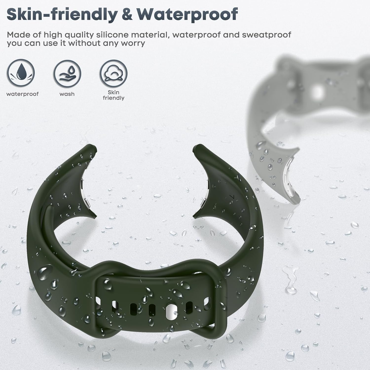 Senmore Pack of 6 Wristbands Compatible with Google Pixel Watch 3 45 Mm/Watch 4 45 Mm, Soft Silicone Sports Waterproof Adjustable Replacement Strap for Smartwatch. (No Hosts) image number 6