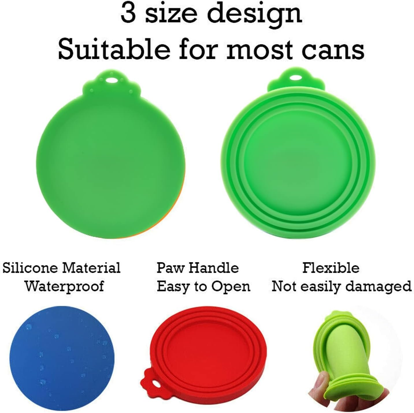 2Pc Pet Food Can Cover Lid Dog Cat Pet Tin Silicone Reusable Storage Cap Silicone Can Covers with Food Safe (Green(2Pcs)) image number 3