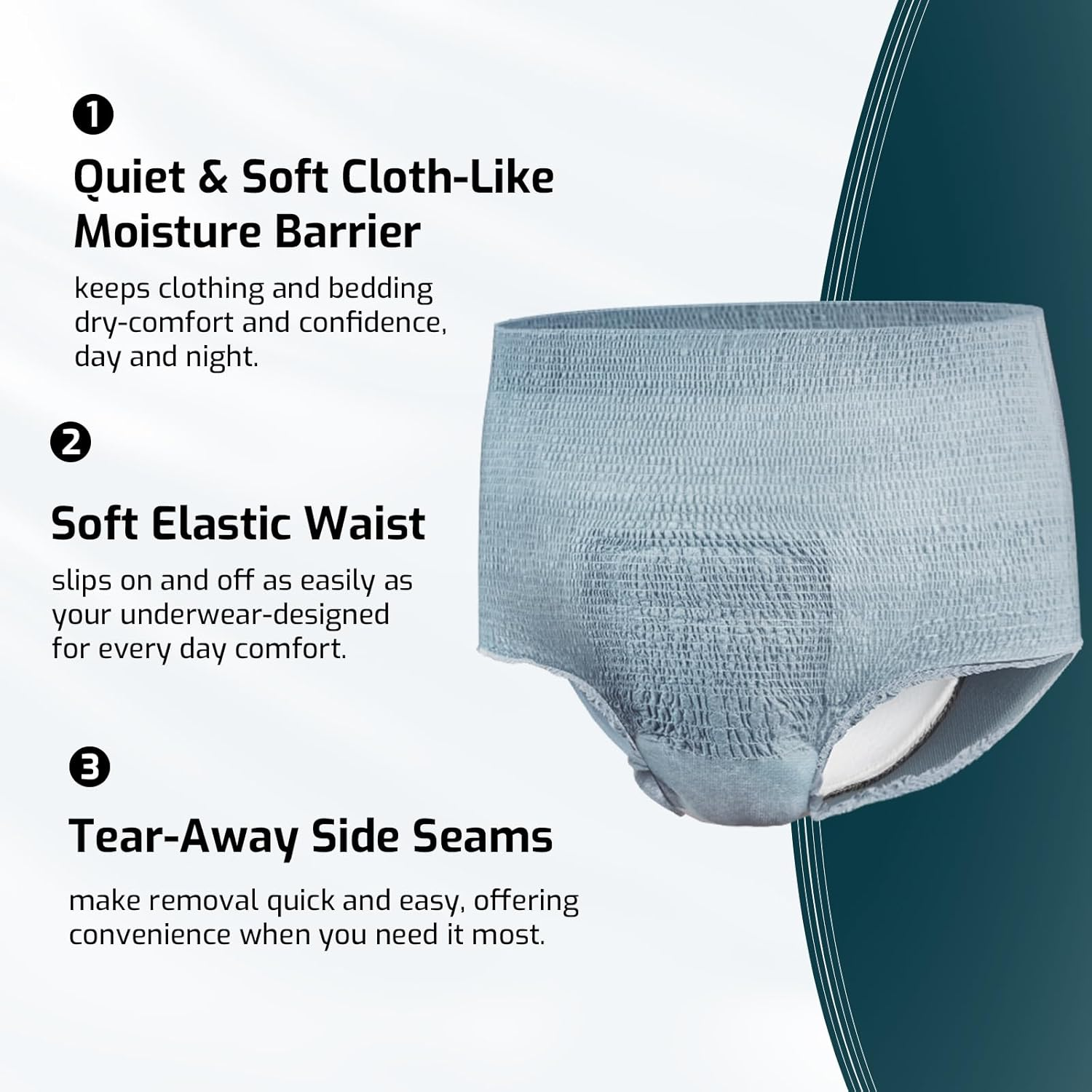 SUNKISS Incontinence Underwear for Men,Daytime Disposable Adult Pull Ups,Mens Protective Briefs with Maximum Absorbency, Xlarge, Grey, 14 Count image number 2