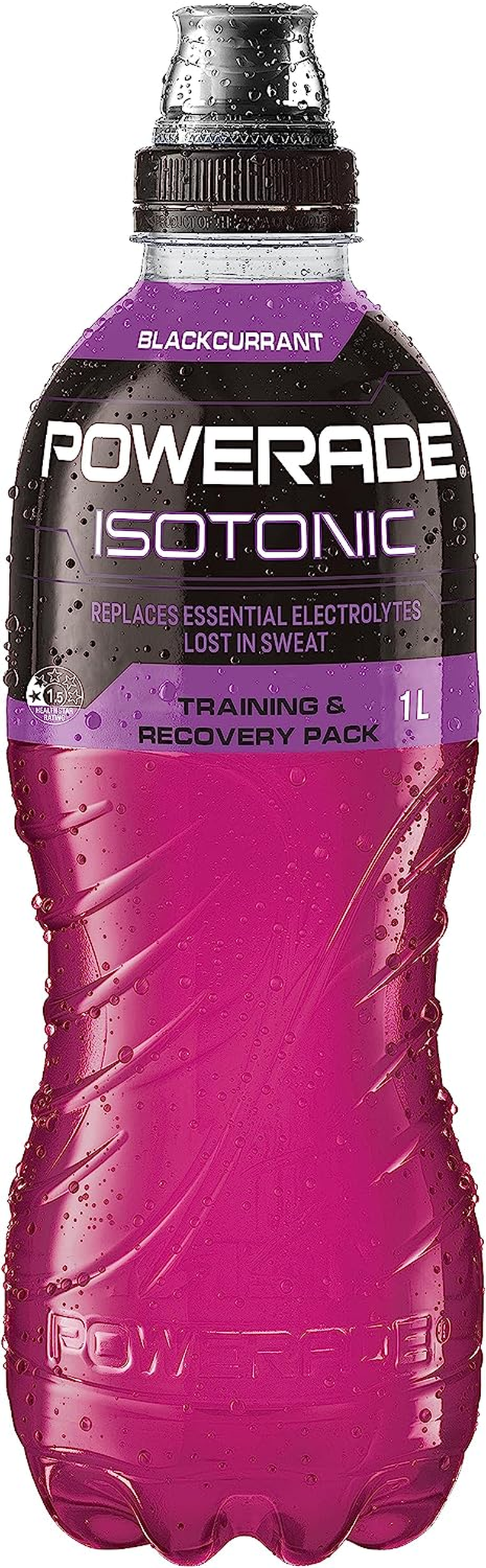Powerade ION4 Blackcurrant Sports Drink Sipper Cap Multipack Bottles 12 X 1L image number 2