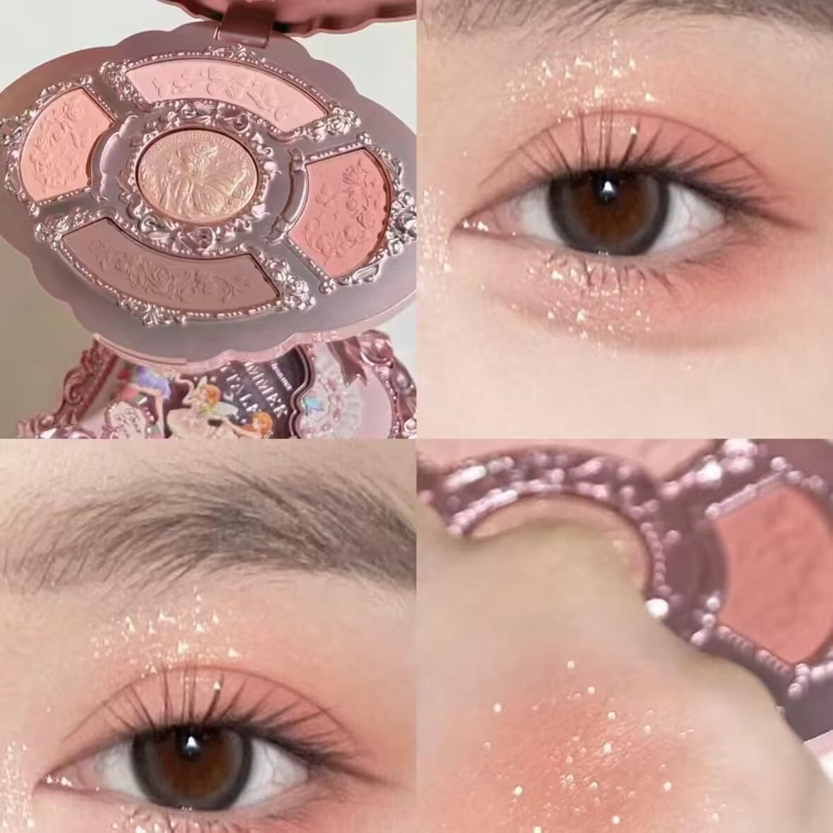 Flower Knows Midsummer Fairytales Embossed Five Color Pressed Glitter Eye Shadow Natural Shimmer Pigment Eye Shadow Pallete (C02) - C03 image number 5