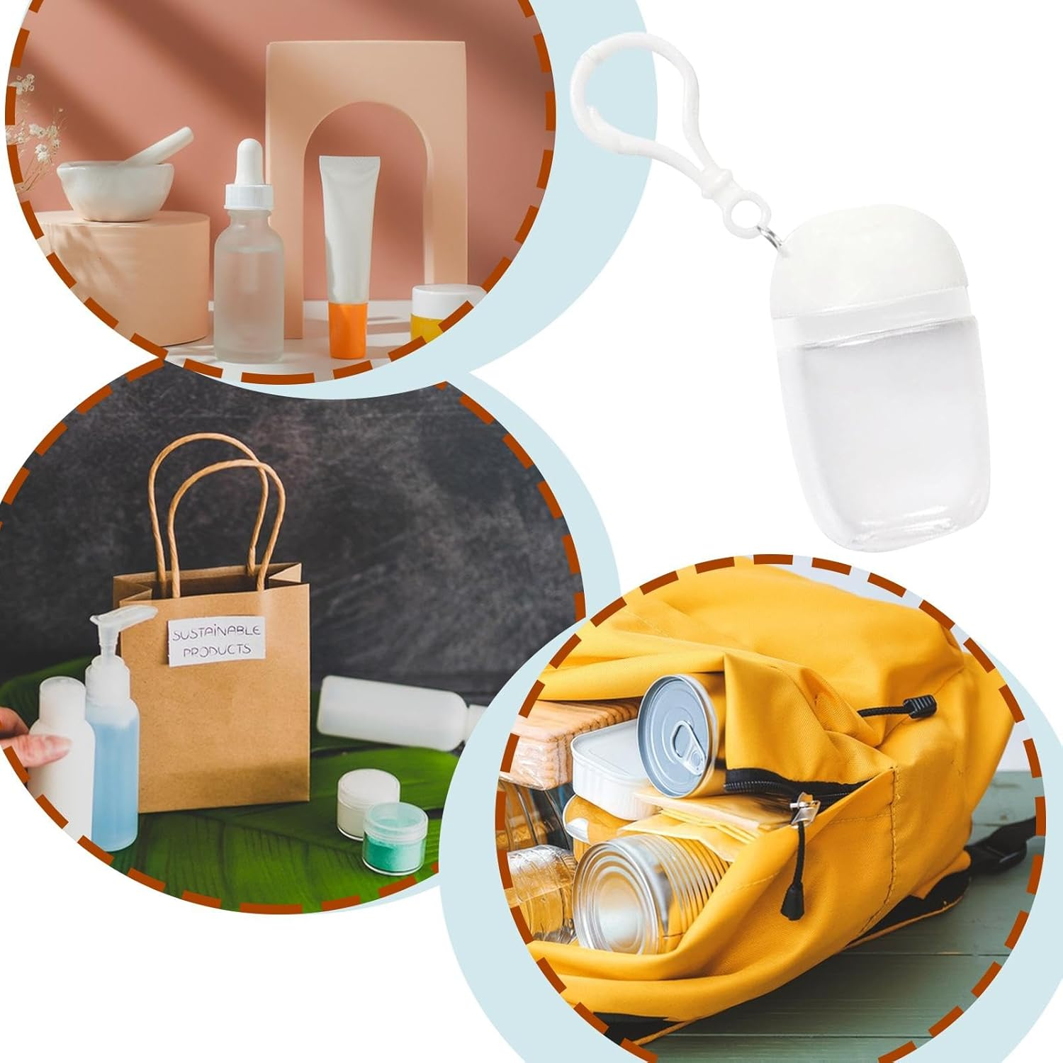 Travel Refillable Bottles, Dispenser Bottle with Keychain - 30Ml Refillable Portable Dispenser Bottles | Snap Design Empty Refillable Containers for Cleansing Lotion image number 4