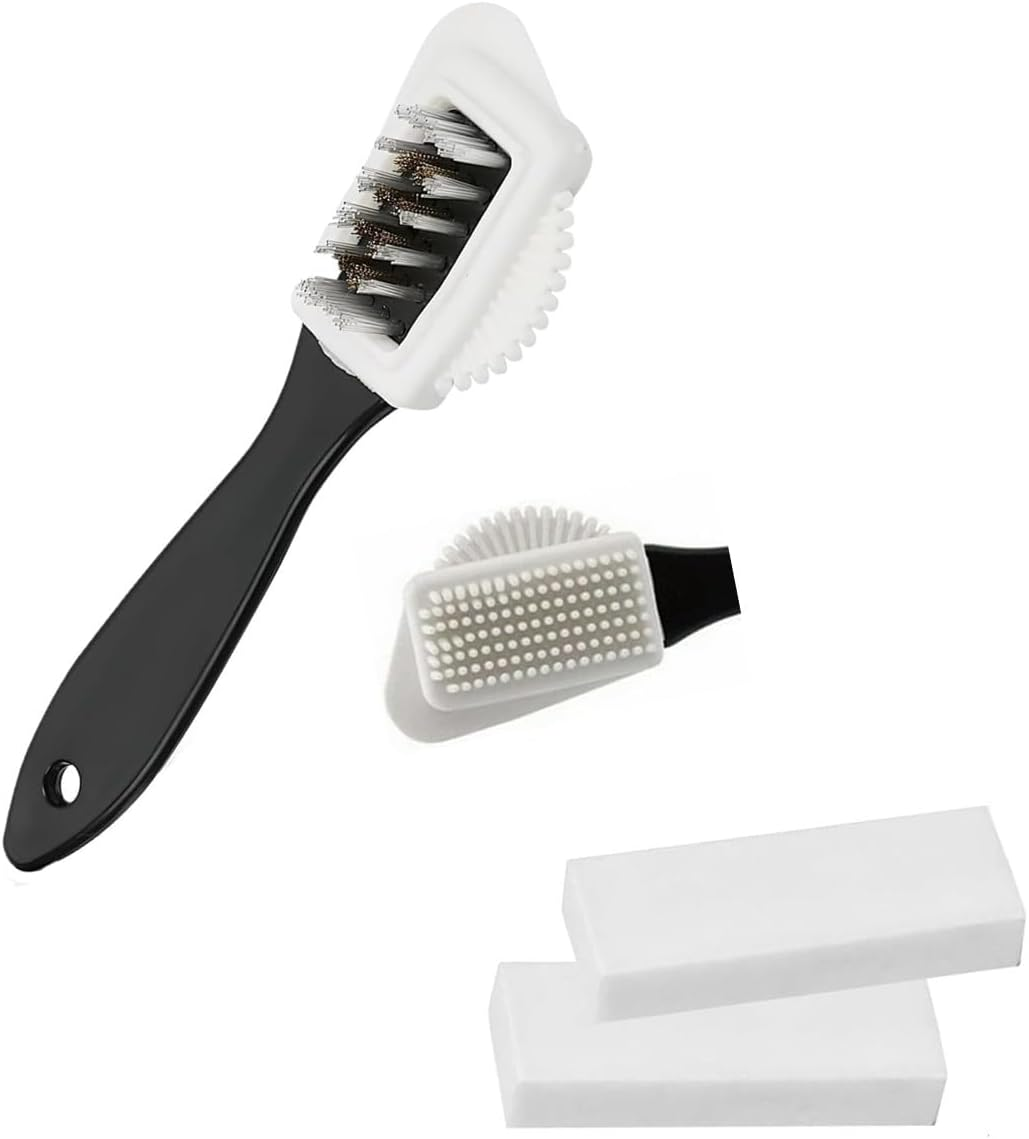 Suede Brush Kit, Quality Nubuck and Suede Multifunctional 4-Sided Cleaning Shoe Brush,Brass and Nylon Bristle，Snow Boots, Shearling Shoes image number 3