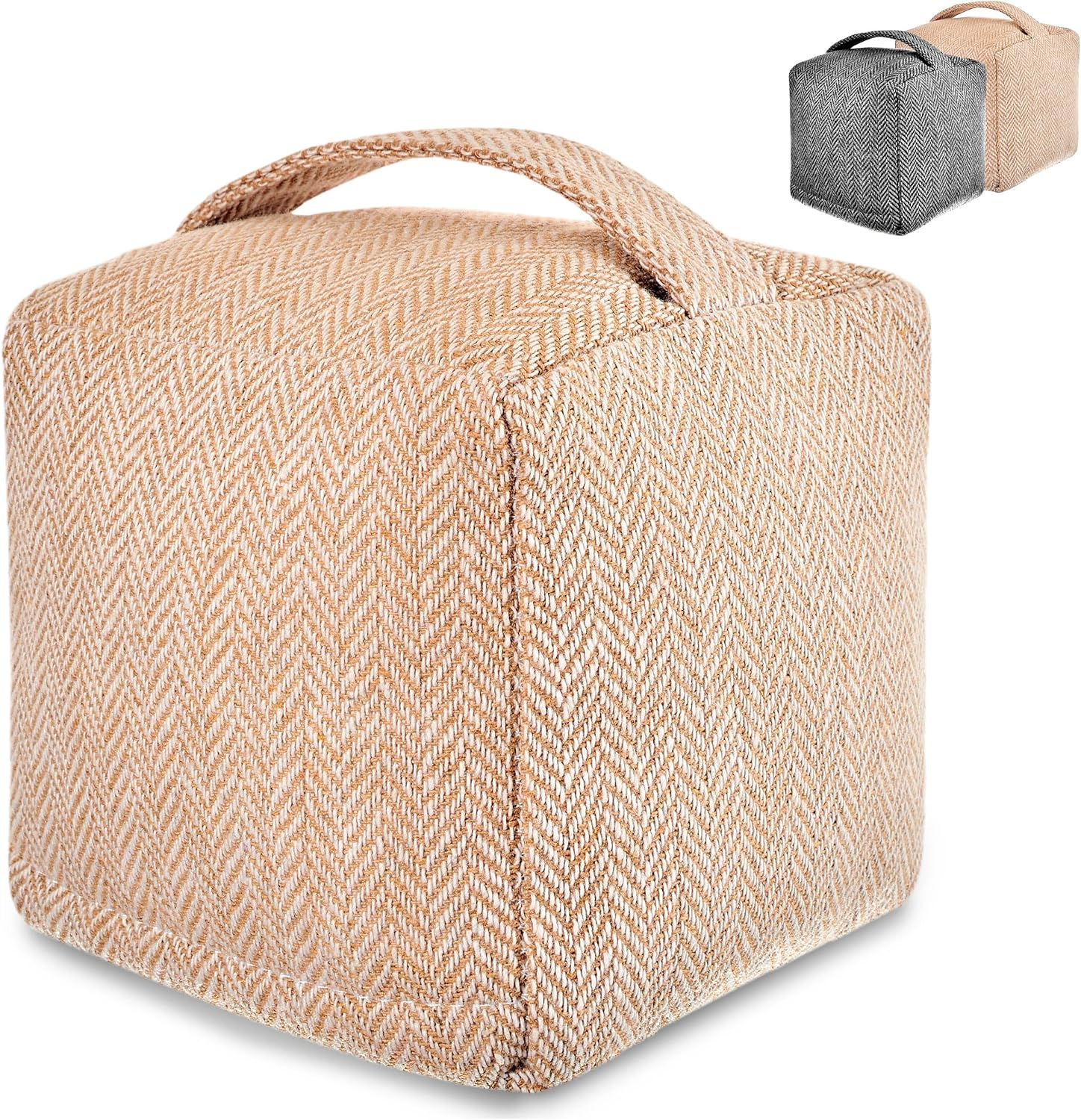 Praknu Door Stop Sack for the Floor - Extra Heavy 1 Kg - with Washable Cover, Carry Handle & Non-Slip Pads - for Home and Office (Beige) image number 3
