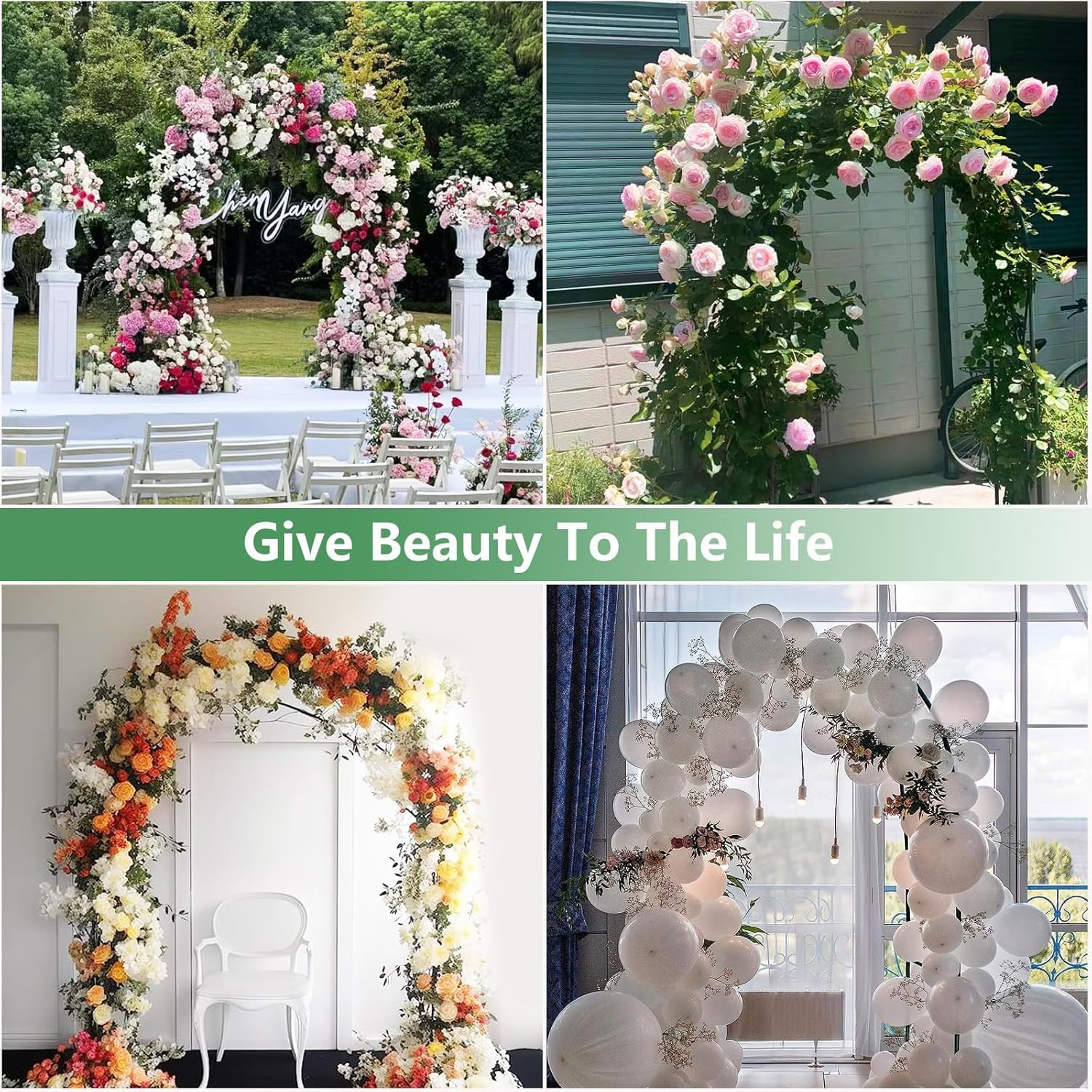 7.9 Ft H X 4.6 Ft W Metal Pergola Arbor,Wedding Arch，Party Decoration，Garden-Climbing Plant Support，For Various Climbing Plant Wedding Garden Arch Bridal Party Decoration，Assemble Freely 2 Sizes image number 3
