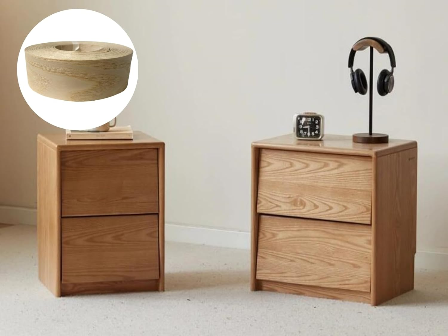 Preglued American White Ash Wood Veneer Edging, Plywood Edge Banding, Flexible Wood Tape, Iron on Easy Application Veneer Edging with Hot Melt Adhesive Back (5Cmx15M) image number 1